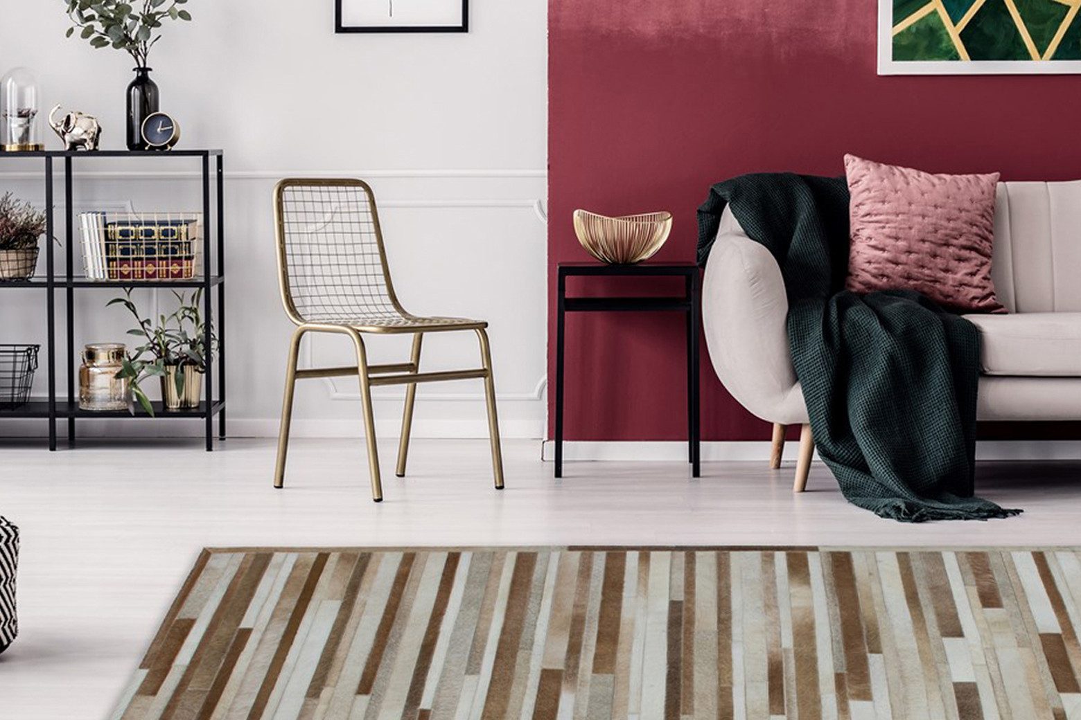 Kayoom Fellteppich Lavish 110, rechteckig, Höhe: 8 mm, Patchwork-echtes Leder-Fell, Wohnzimmer