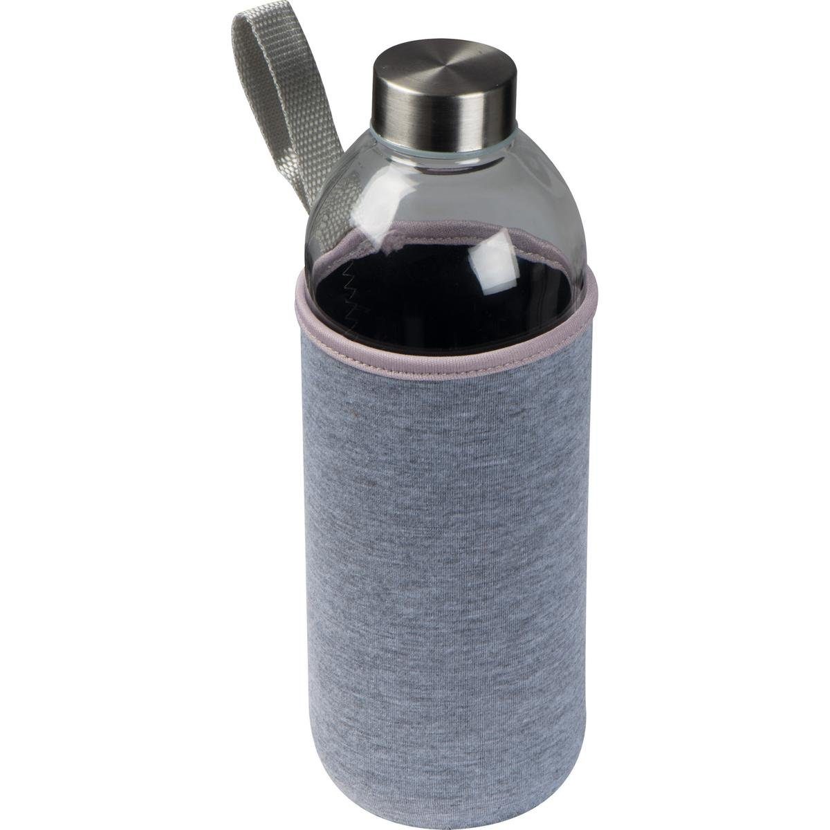 Trinkflasche Trinkflasche aus Glas mit Neoprensleeve / 1000ml / Neoprenfarbe: grau