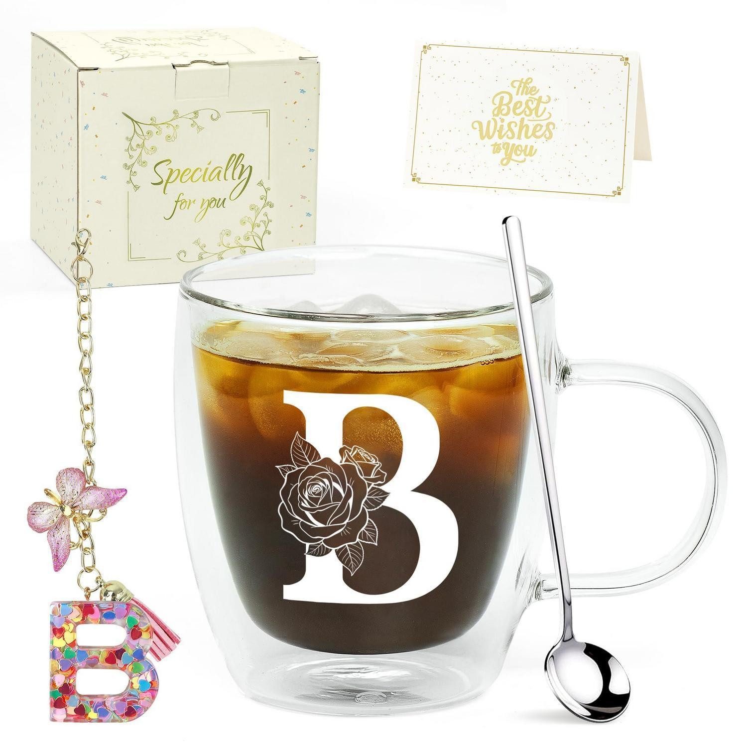 LuxusKollektion Latte-Macchiato-Glas Latte Macchiato Glas personalisiert mit Initial, Glas