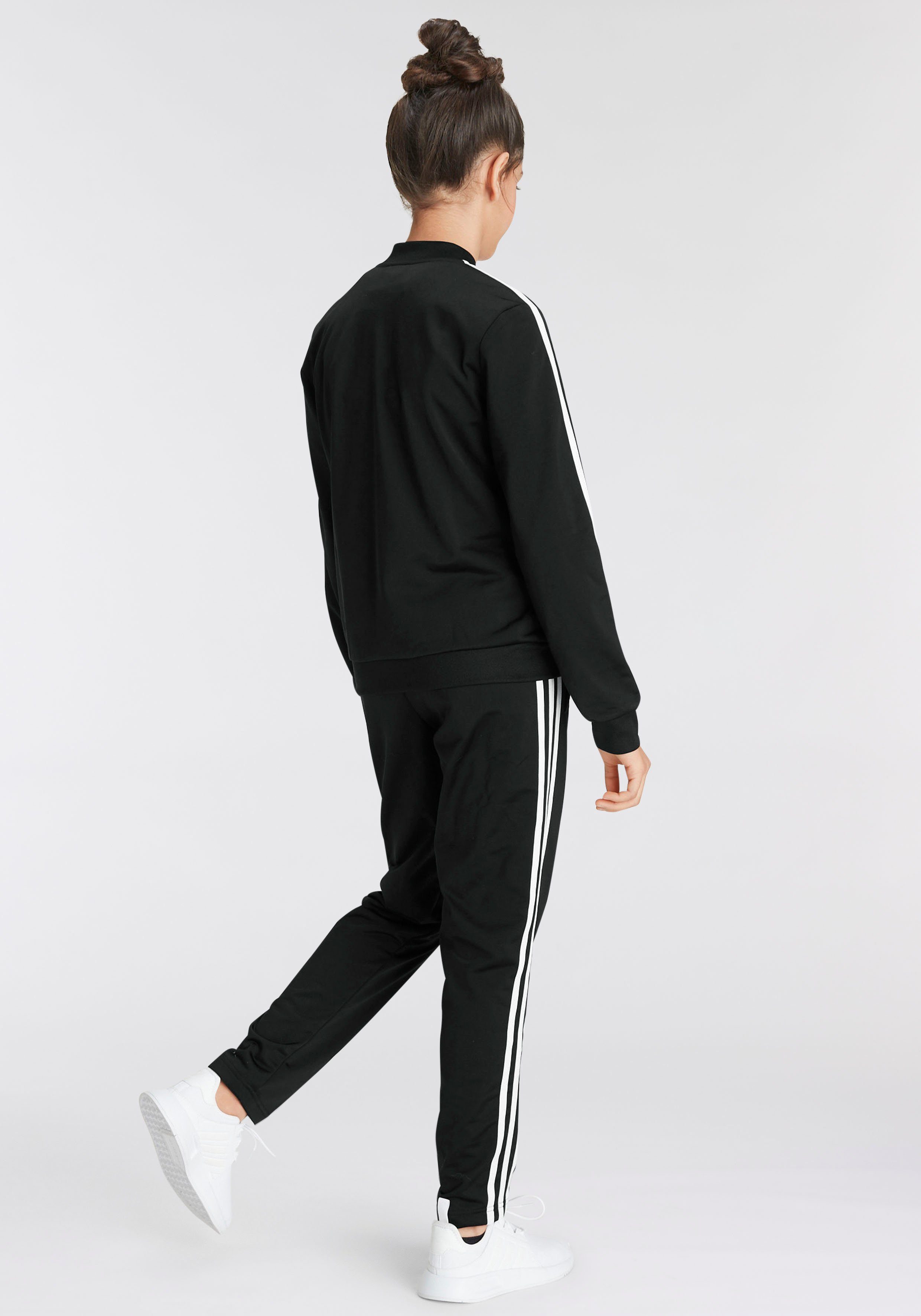 adidas Sportswear Black (2-tlg) White / 3-STREIFEN Trainingsanzug ESSENTIALS