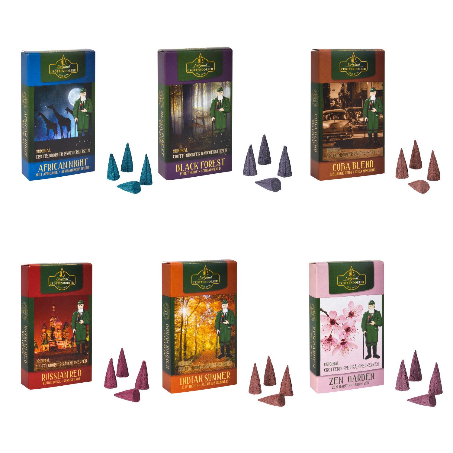 Crottendorfer Duftkerze Weltreise, 6er Set, je 24x Räucherkerzen Made in Ge günstig online kaufen