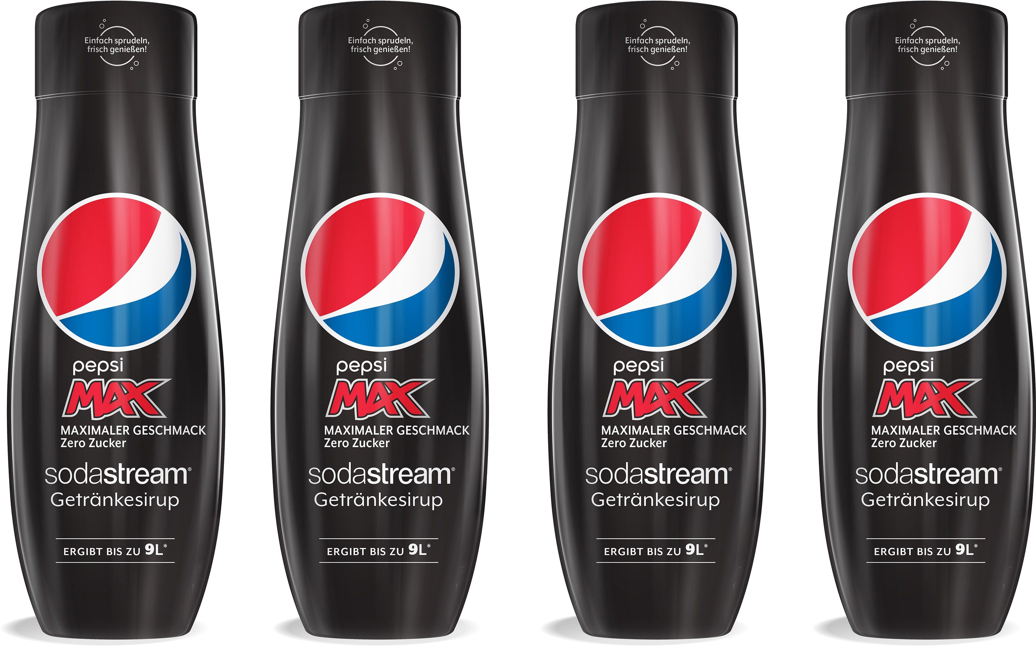 SodaStream Getränke-Sirup Pepsi Max, 0,44 l, 4 Stück, für bis zu 9 Liter Fertiggetränk