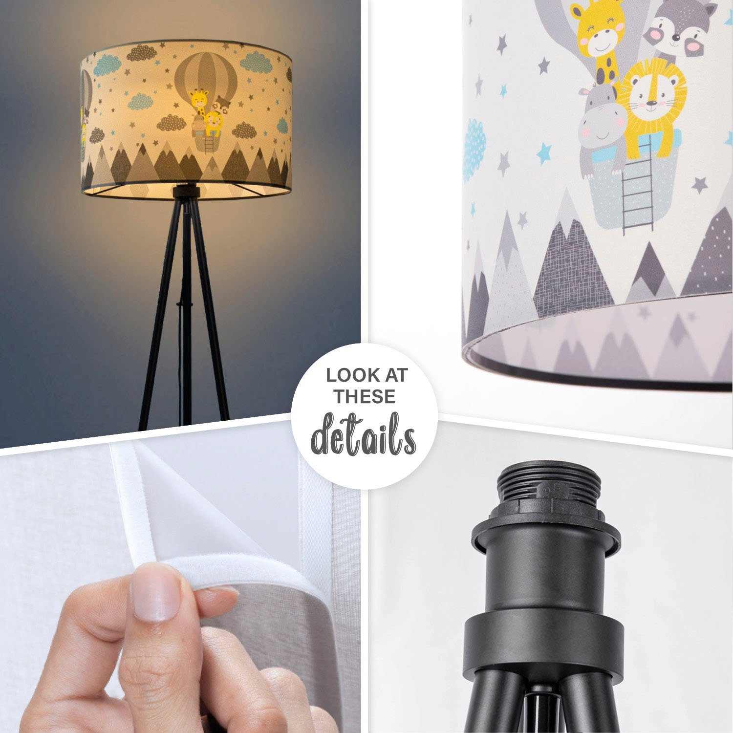 Lampe ohne Paco Stehlampe Leuchtmittel, Tiere Home Trina Kinderzimmer Kinderlampe Cosmo, Babyzimmer E27 Heißluftballon