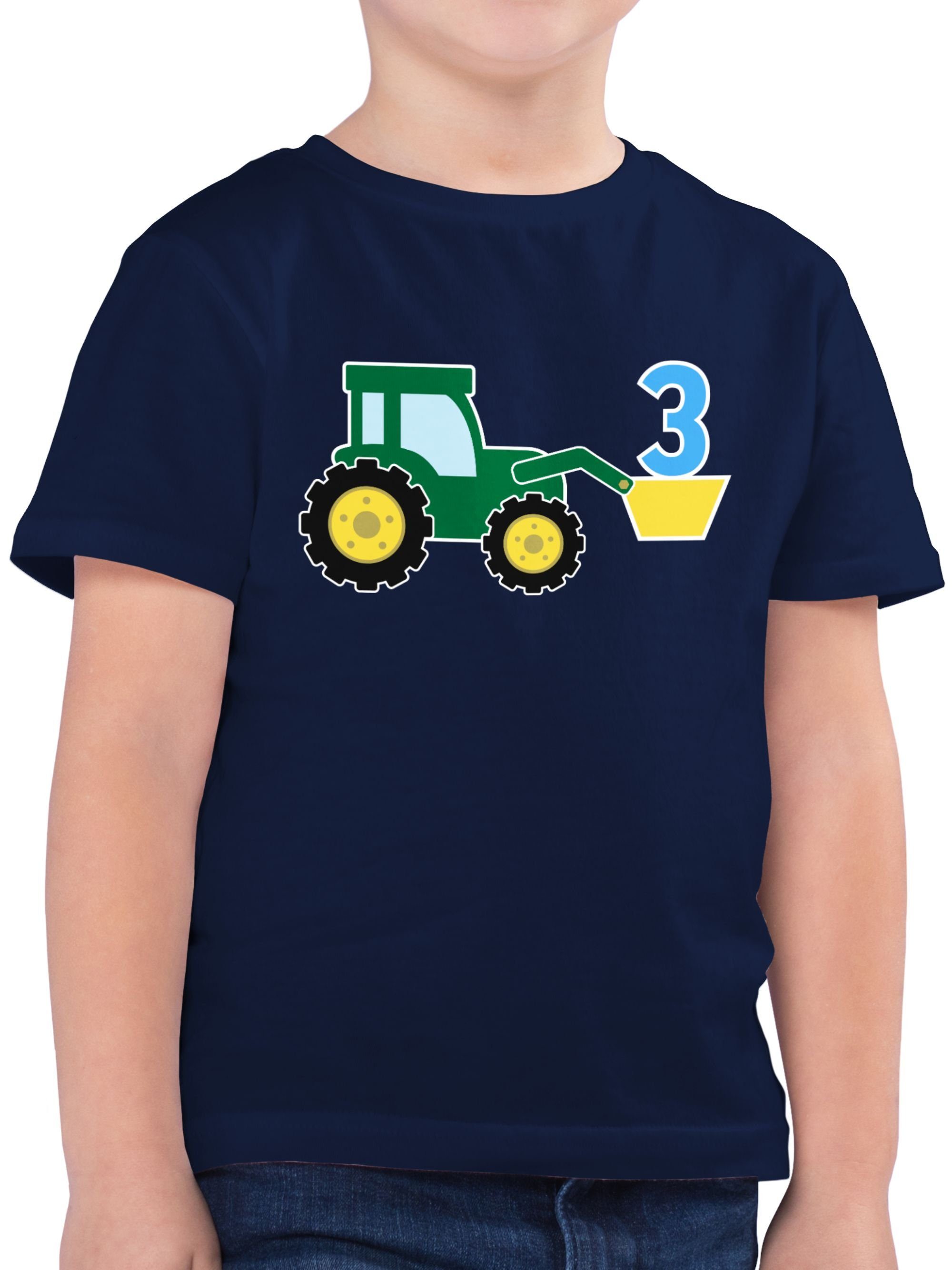 Shirtracer T-Shirt Traktor Dritter 3. Geburtstag 1 Dunkelblau
