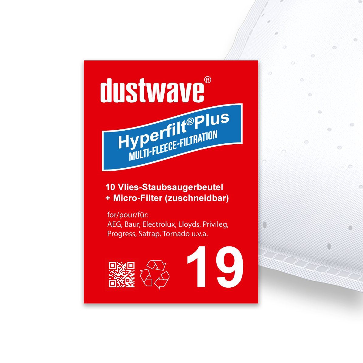 Dustwave Staubsaugerbeutel Sparpack, passend für Base BA 1000 / BA1000, 10 St., Sparpack, 10 Staubsaugerbeutel + 1 Hepa-Filter (ca. 15x15cm - zuschneidbar)