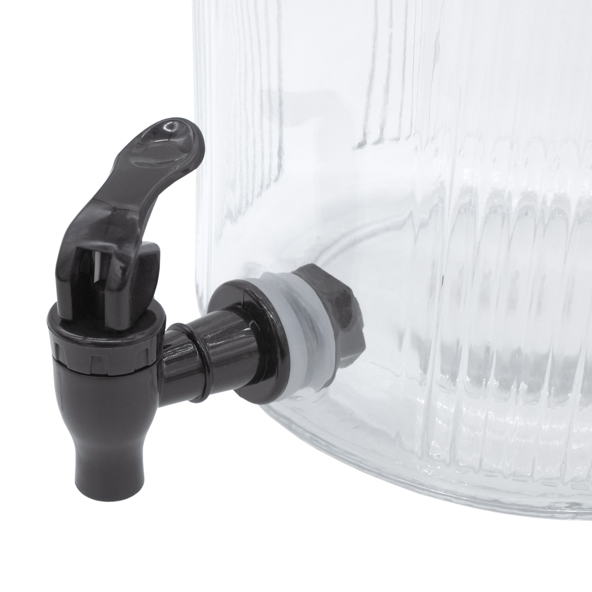 Spetebo Glas Getränke Spender mit Zapfhahn - 5 Liter, 1-tlg., Glas, Glas Wasserspender mit Schraubverschluss