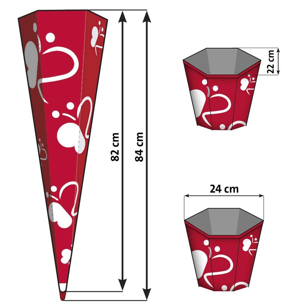 Roth Schultüte Basteltüte, pazifikblau mit weißen Punkten, 85cm, eckig, Rot(h)-Spitze, mit Tüllverschluss (weiß)