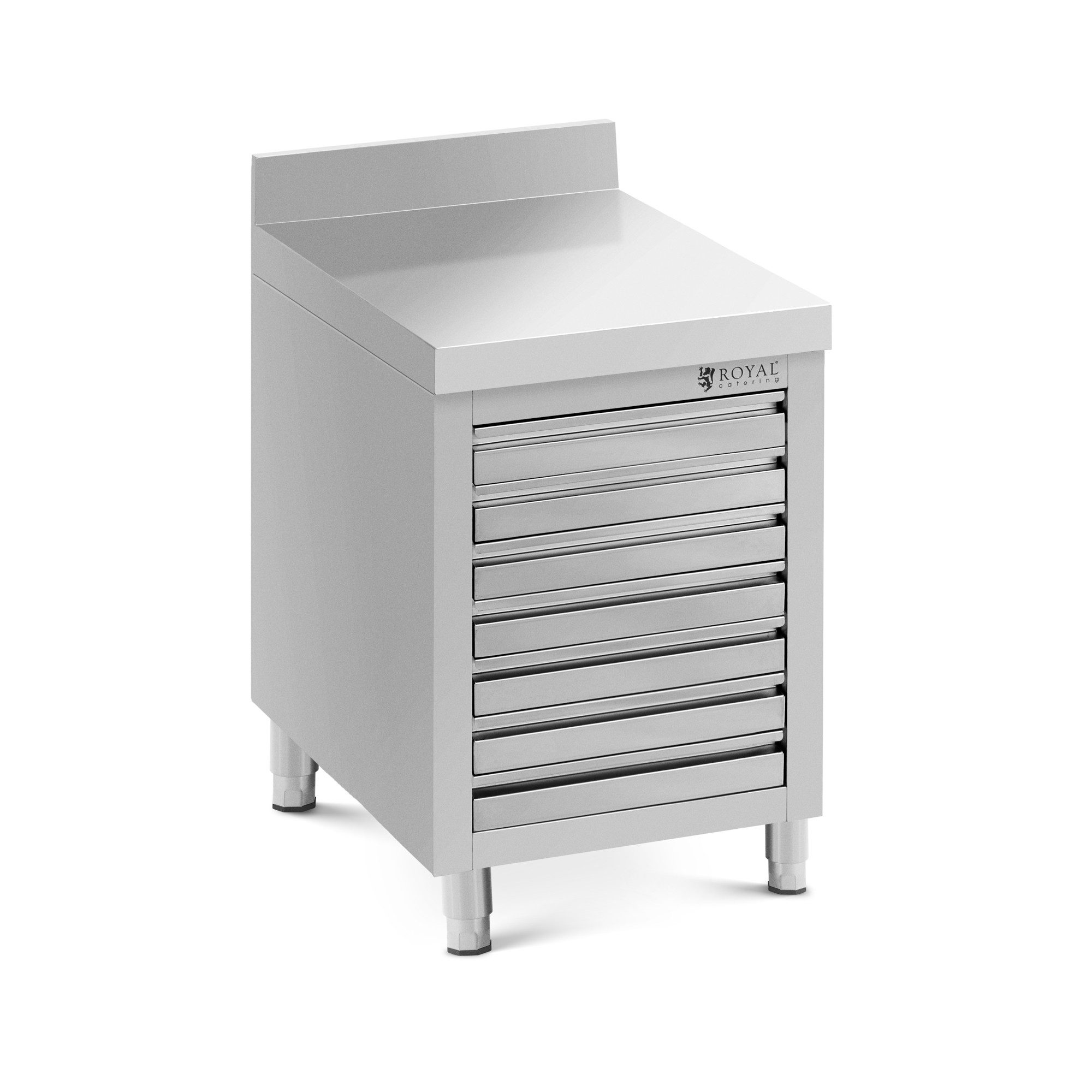 Royal Catering Vorratsschrank Edelstahl-Arbeitsschrank 50x 70 cm 7 Schubladen für Pizzaballen Gastro
