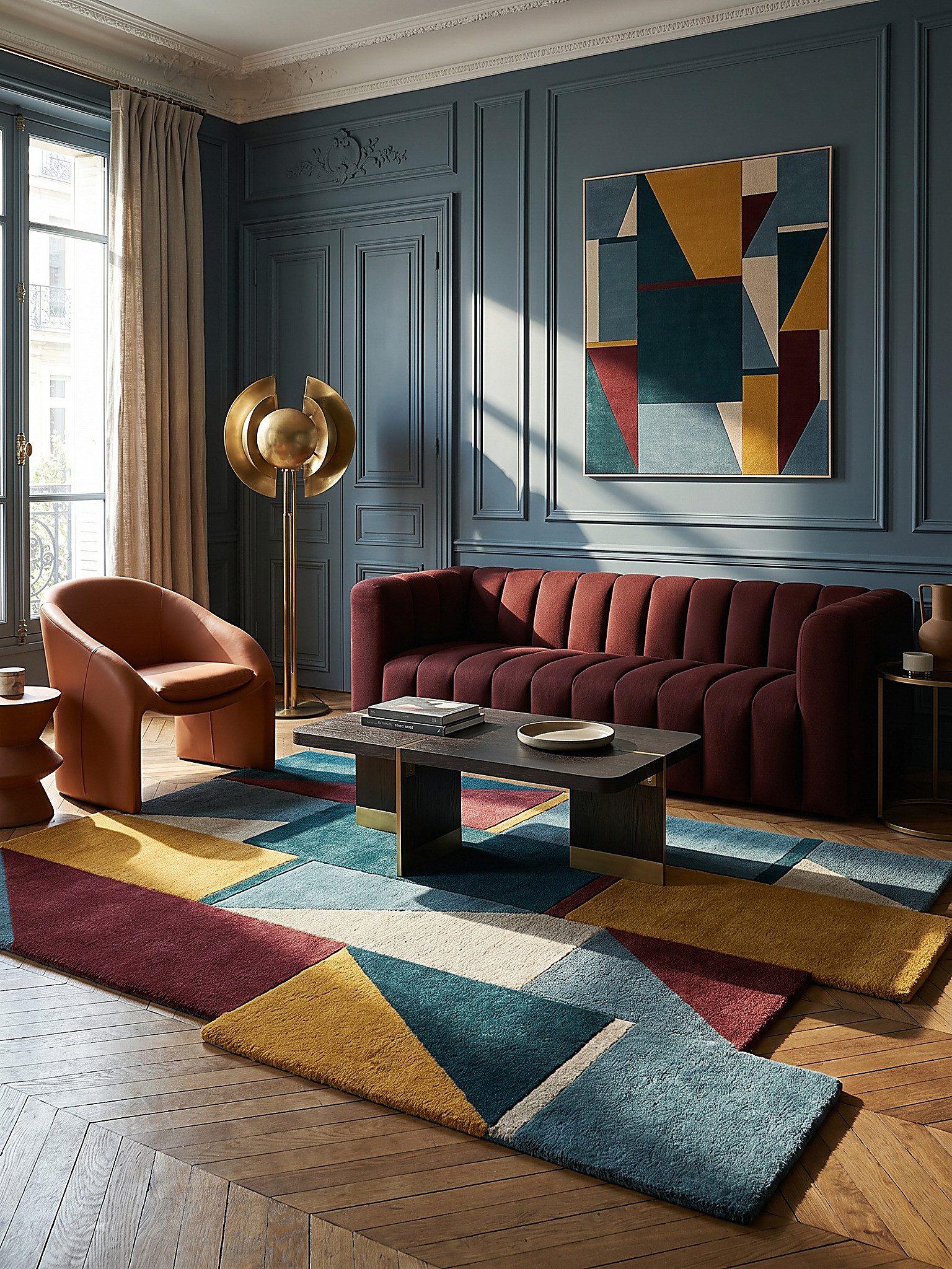KADIMA DESIGN Wollteppich HALLEIN Wohnzimmerteppich 120x180 Multicolor Wolle Kurzflor getuftet, Shaped, Höhe: 14 mm, 100% Wolle, 3700 g/m², 10 mm, getuftet, fußwarm, FBH-geeignet
