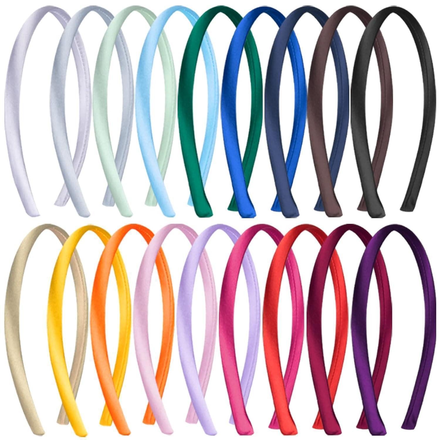 LuxusKollektion Haarreif 18er Set Satin Stirnbänder 1cm - Rutschfestes Haarreifen-Set für