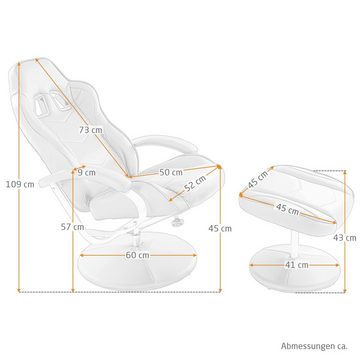 Raburg Gaming-Stuhl Wohnzimmer Sessel mit Hocker, tiefes Sessel-Set, Kunstleder, mit Hocker & mit Relaxfunktion, belastbar bis 120 kg