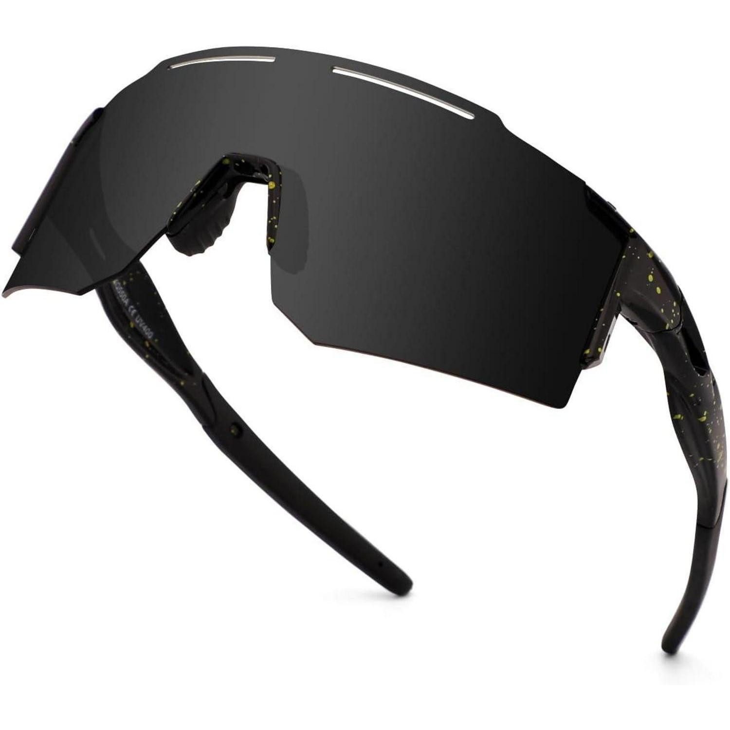 LuxusKollektion Monoscheibensonnenbrille Fahrradbrille Sonnenbrille Sportbrille UV400 Po-schwarz 1 Linse