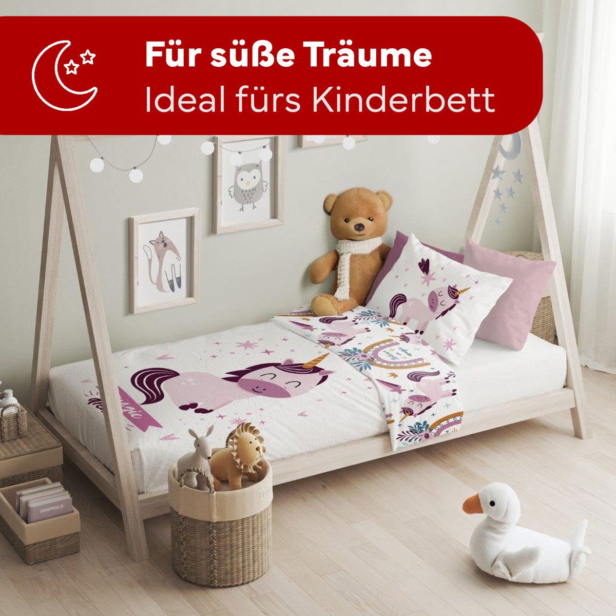 texpot Bettwäsche Kinderbettwäsche Einhorn bedruckt Garnitur, 2 teilig