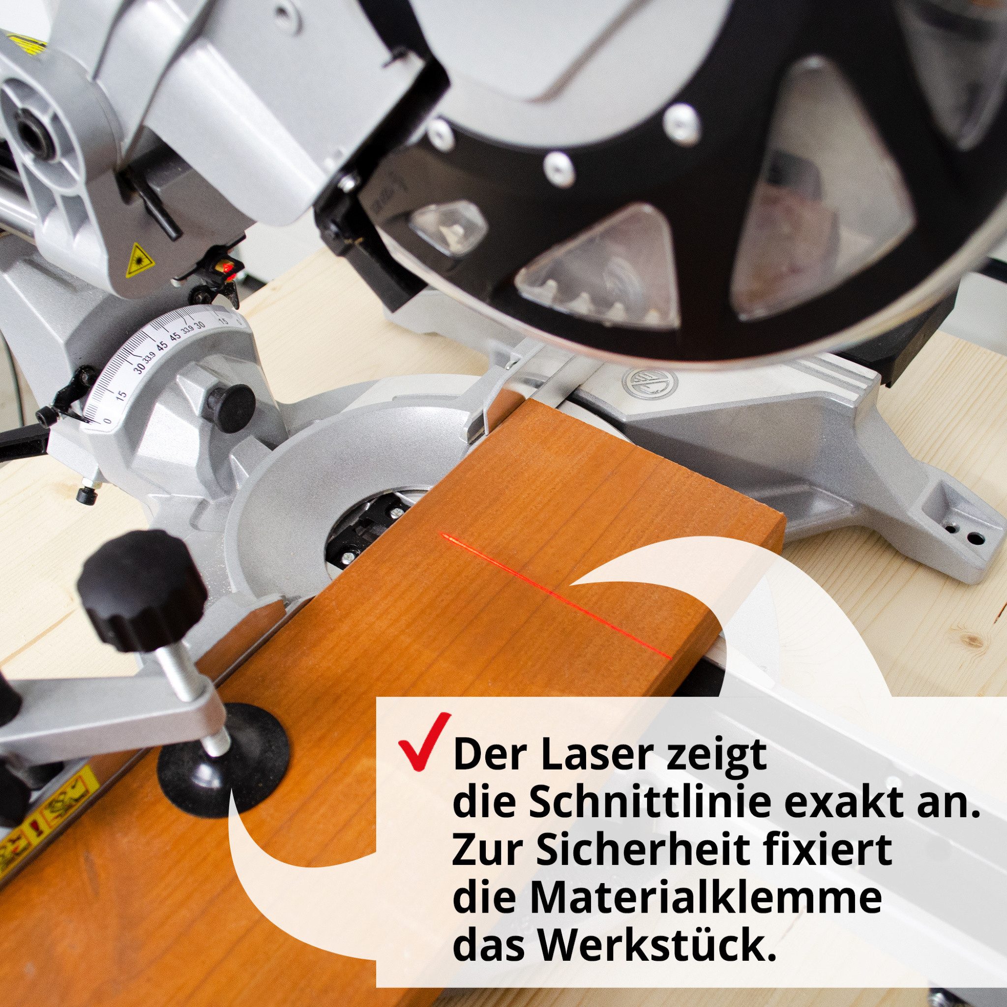 Hecht Zug- und Kappsäge mit Laser, 254 mm Ø Hartmetall-Sägeblatt, 2350W, Absauganschluss, Spänefangsack, Zugfunktion