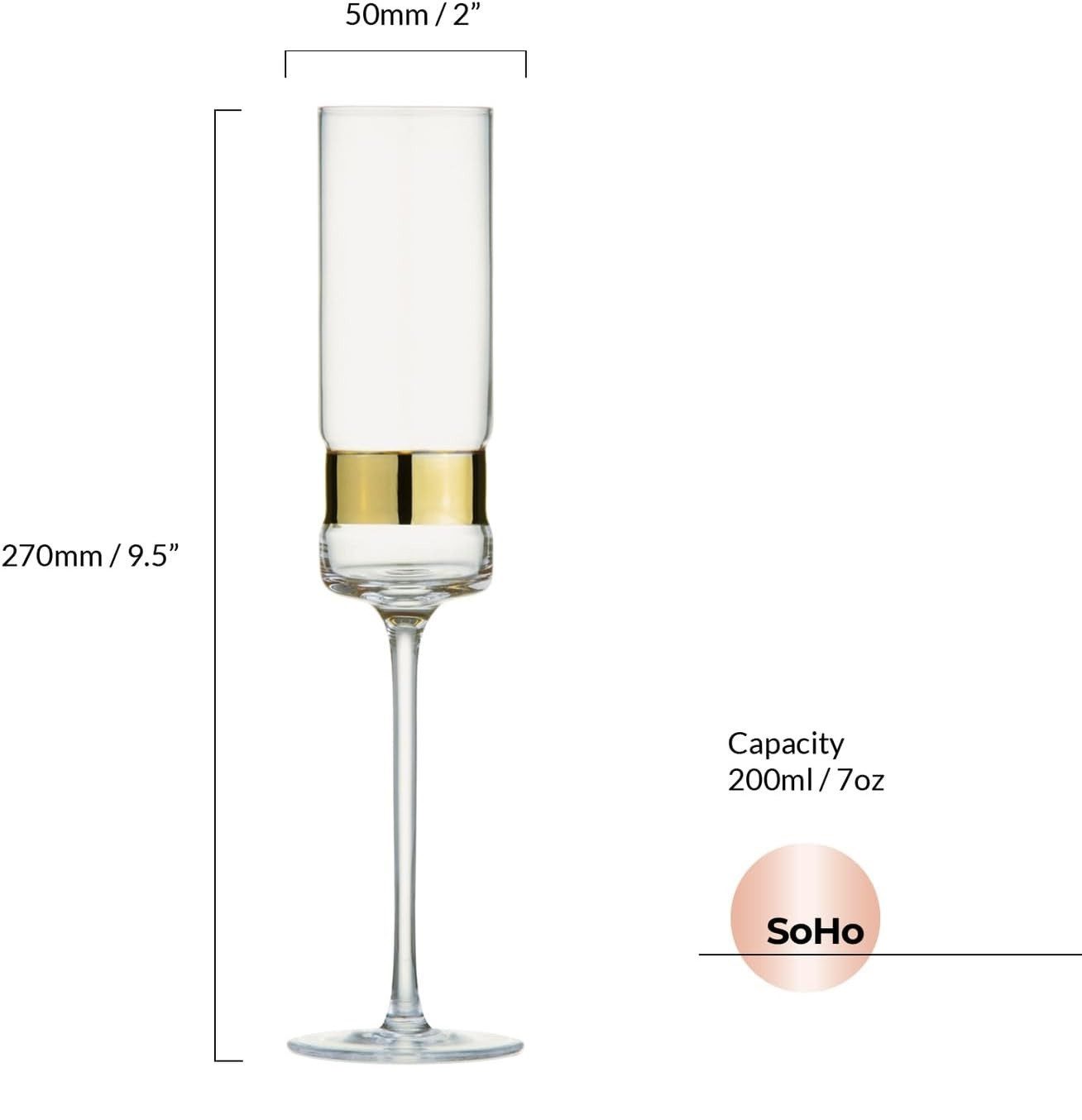 Anton Studio Designs Gläser-Set 2er Set Anton Studio Designs SoHo Champagnerflöten Sektgläser Farbe:, Glas, Metall