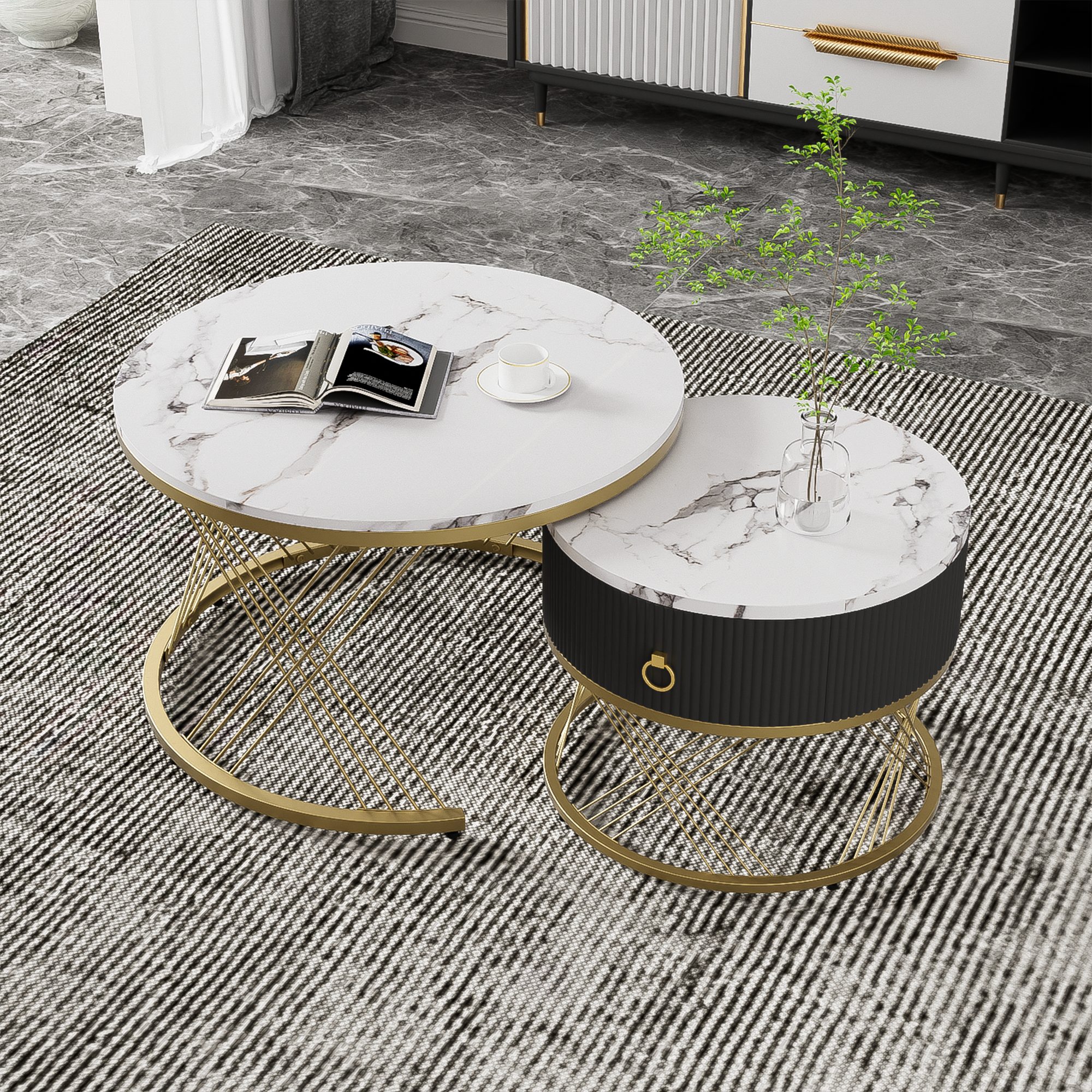 OKWISH Couchtisch (2 in 1 Runder günstig online kaufen