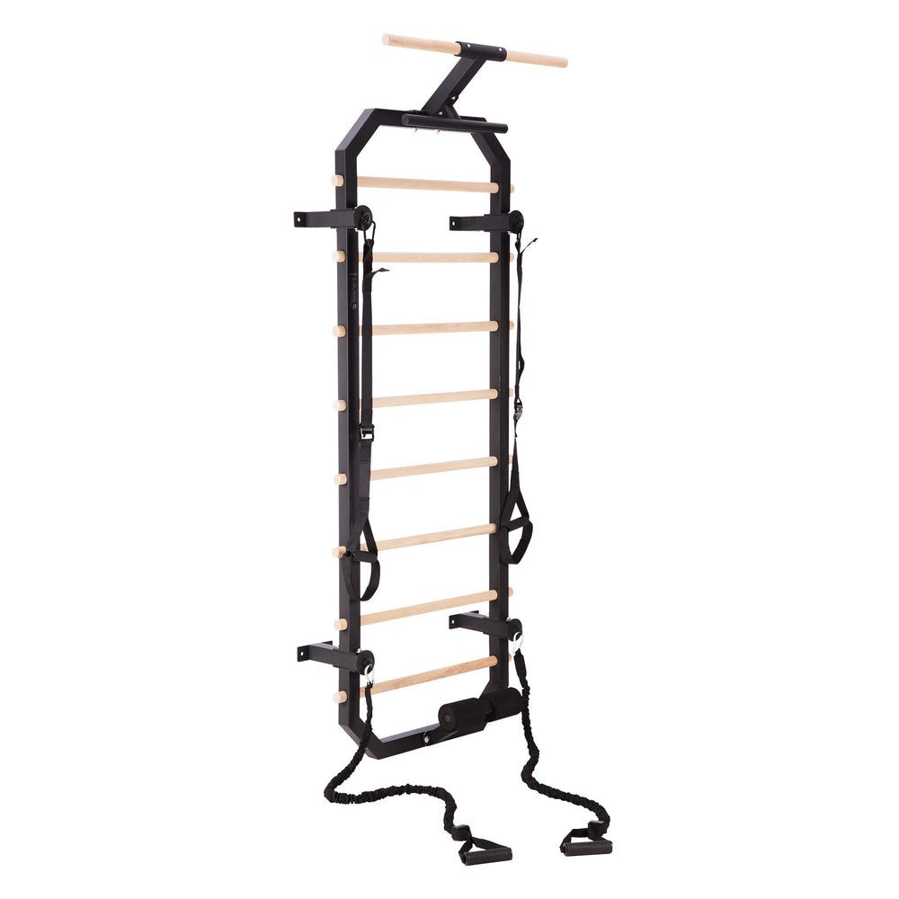 HMS Sprossenwand Turnwand Klimmzugstation Krafttraining, (Spar-Set, 1-St., 223 x 80 x 46 cm stabil), 300 kg belastbar, 8 Buchensprossen, Bänder inkl.