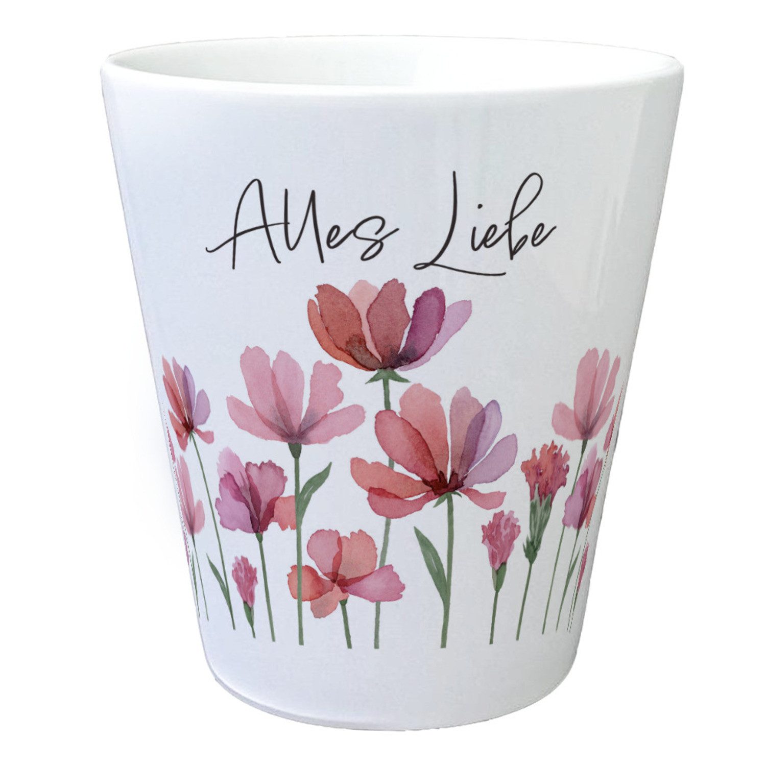 Blumentopf Aquarell Blumen Blumentopf mit Spruch Alles Liebe