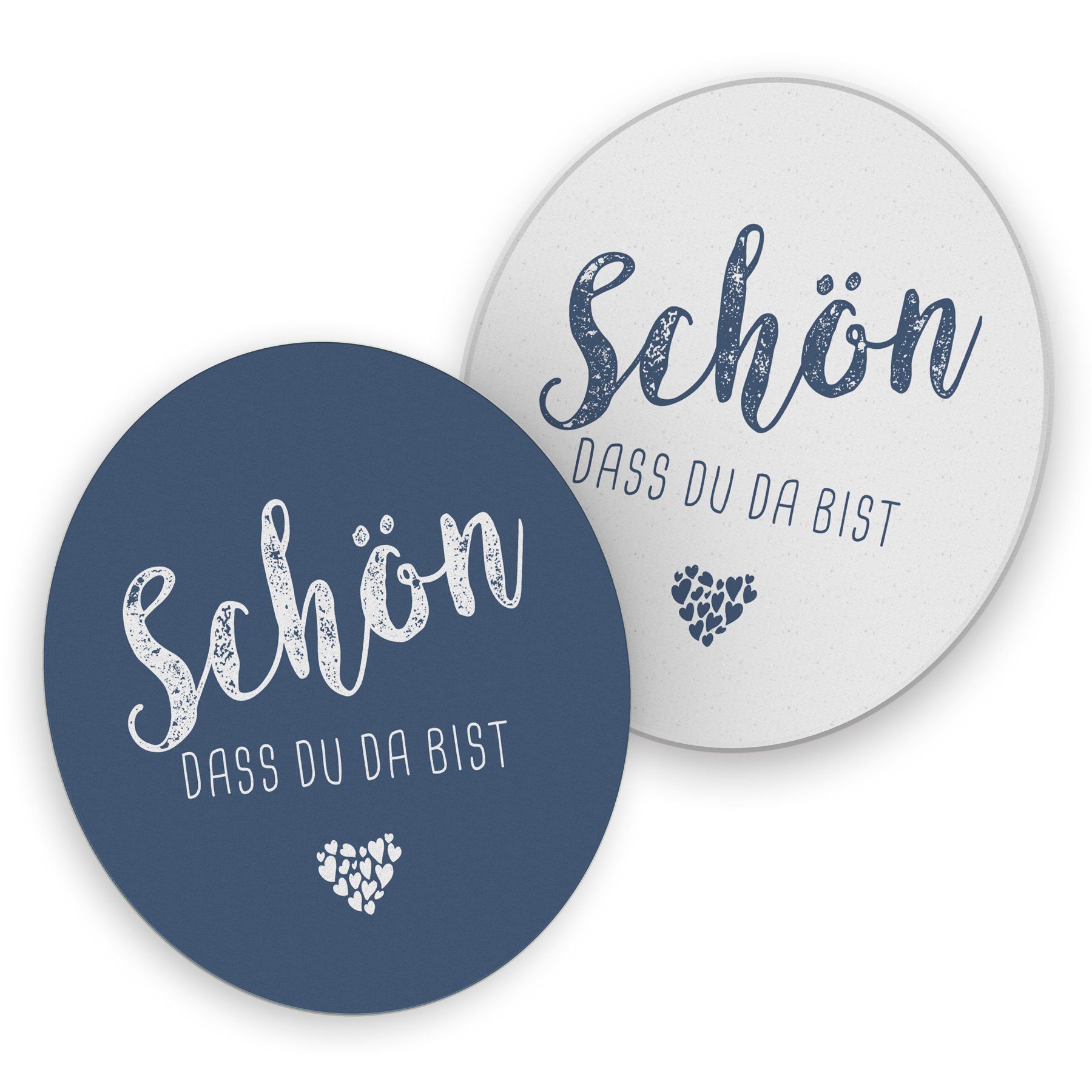 itenga Bierdeckel itenga 40x Bierdeckel Untersetzer "Schön dass du da bist" dunkelblau