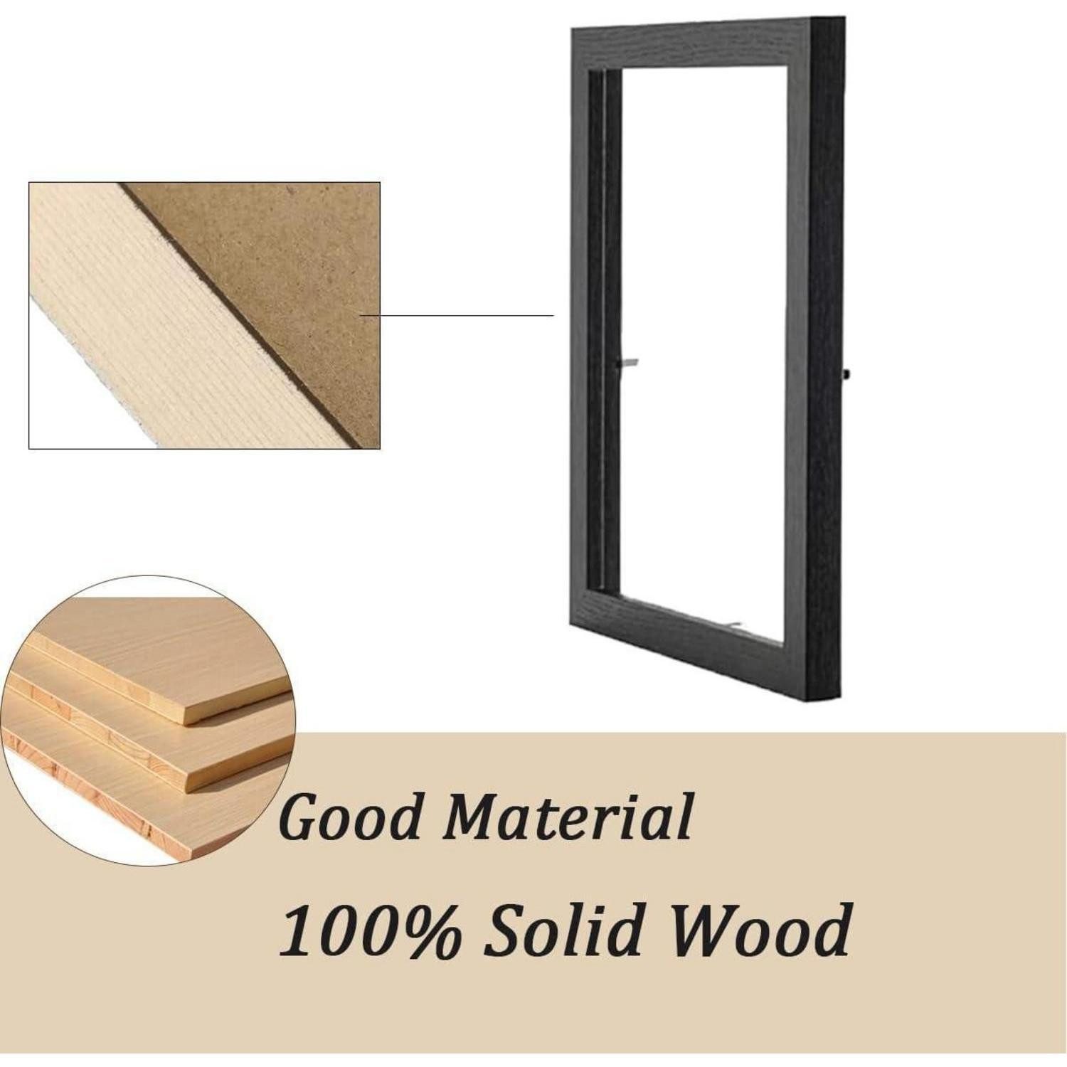 LuxusKollektion Bilderrahmen-Set Bilderrahmen A3 Holz Plexiglas Wandmontage Schwarz 2 x (A3)