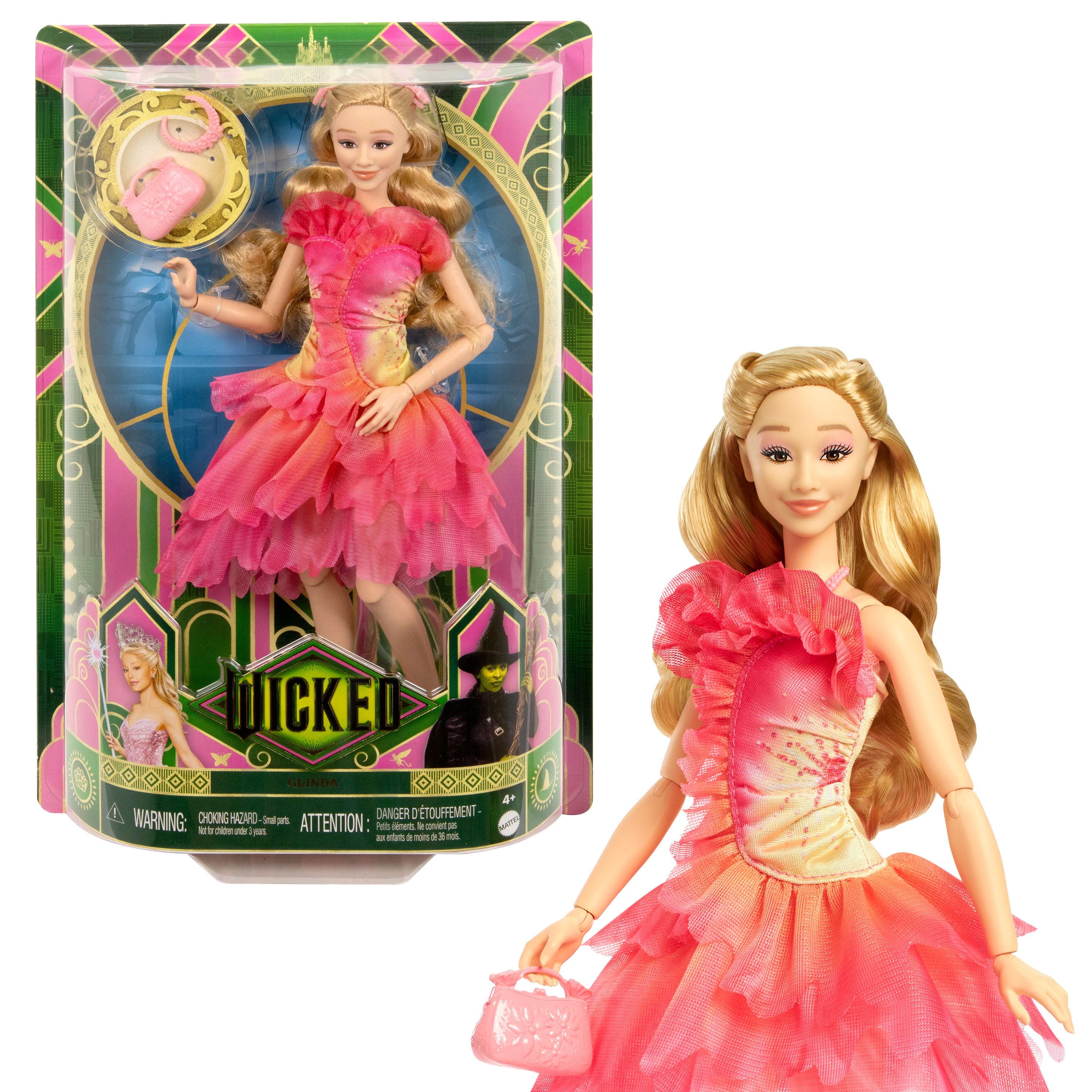 Anziehpuppe Wicked Glinda-Modepuppe mit abnehmbarem Outfit und Accessoires JFM10