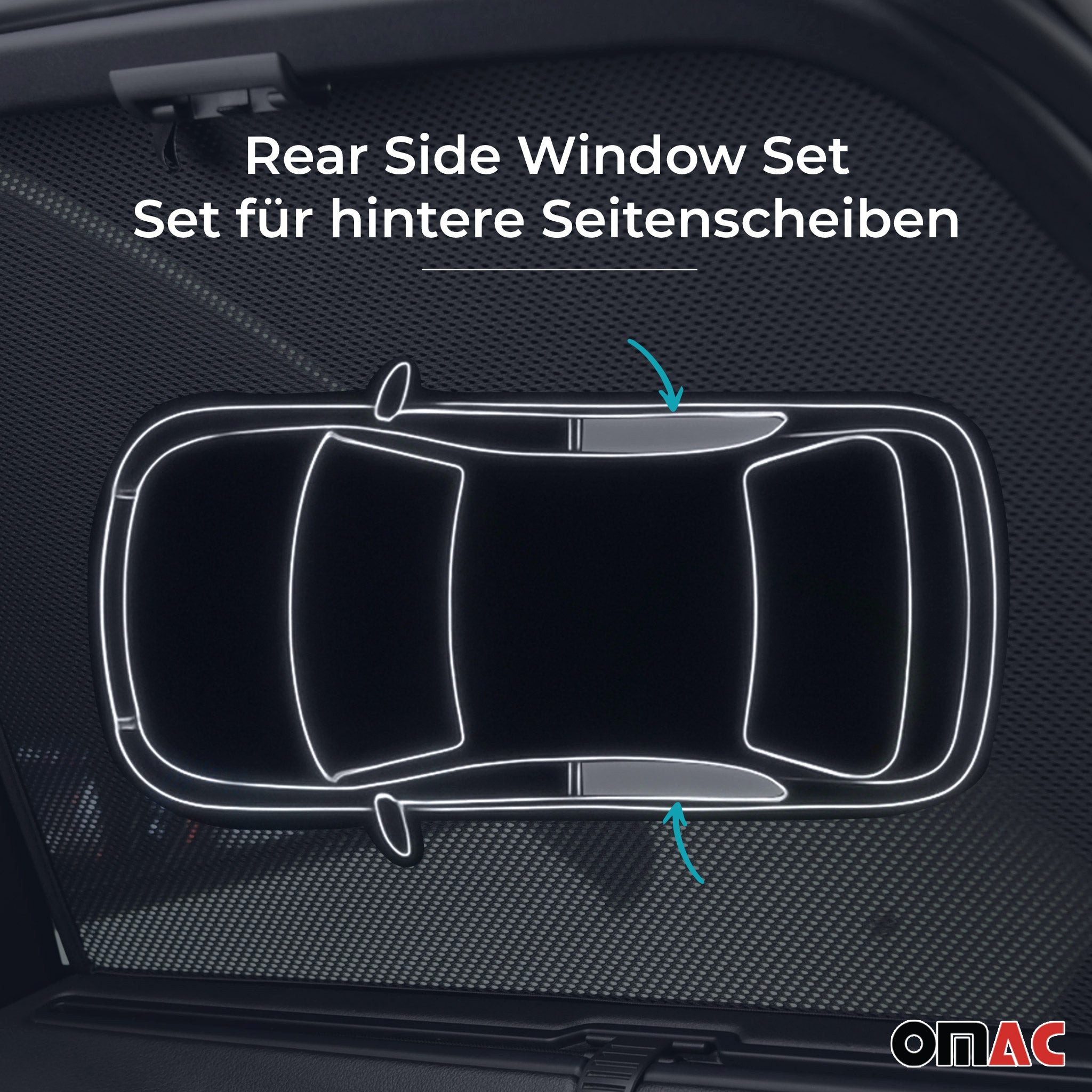 OMAC Car Sunshades for Mini Cooper 2007-2013 Rear Doors, 2-Piece Set, 60 x 3 cm, (2-Pack), Easy to Clean, Easy to Install