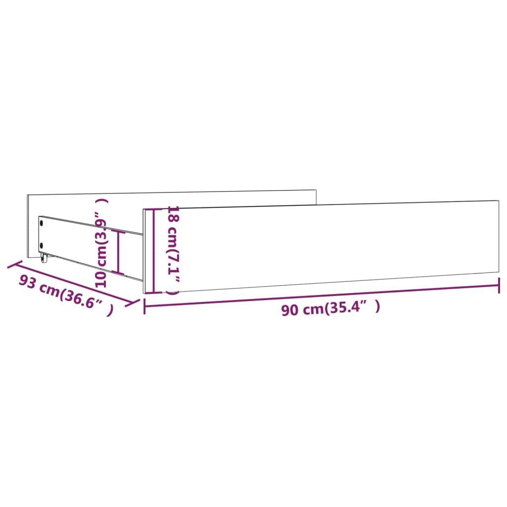 Weiß Bettschubkasten vidaXL 2 Massivholz Kiefer Stk. Bettschubladen