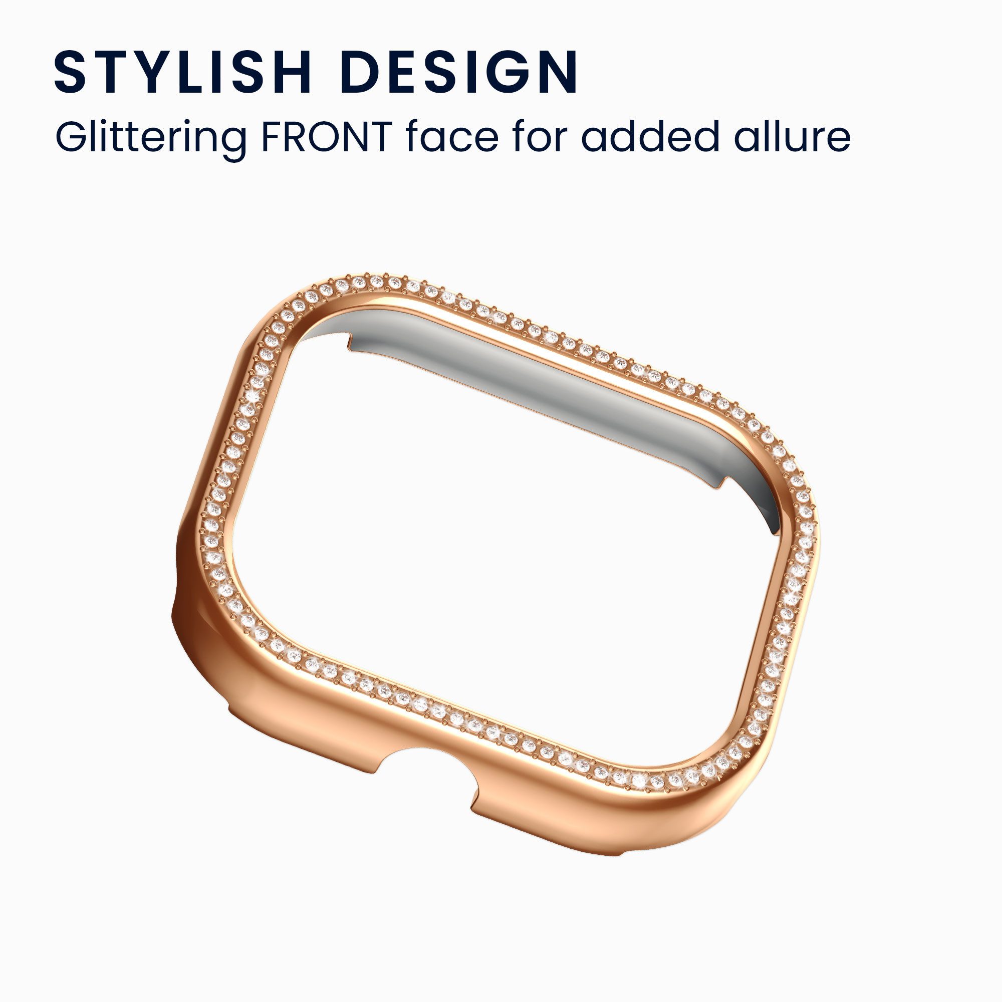 kwmobile 2x Kunststoff Hülle für Xiaomi Redmi Watch 4 / Watch 5 / Watch 5 eSIM Smartwatch, 2-tlg., Schutzrahmen - Glitzer Schutzhülle in Silber Rosegold