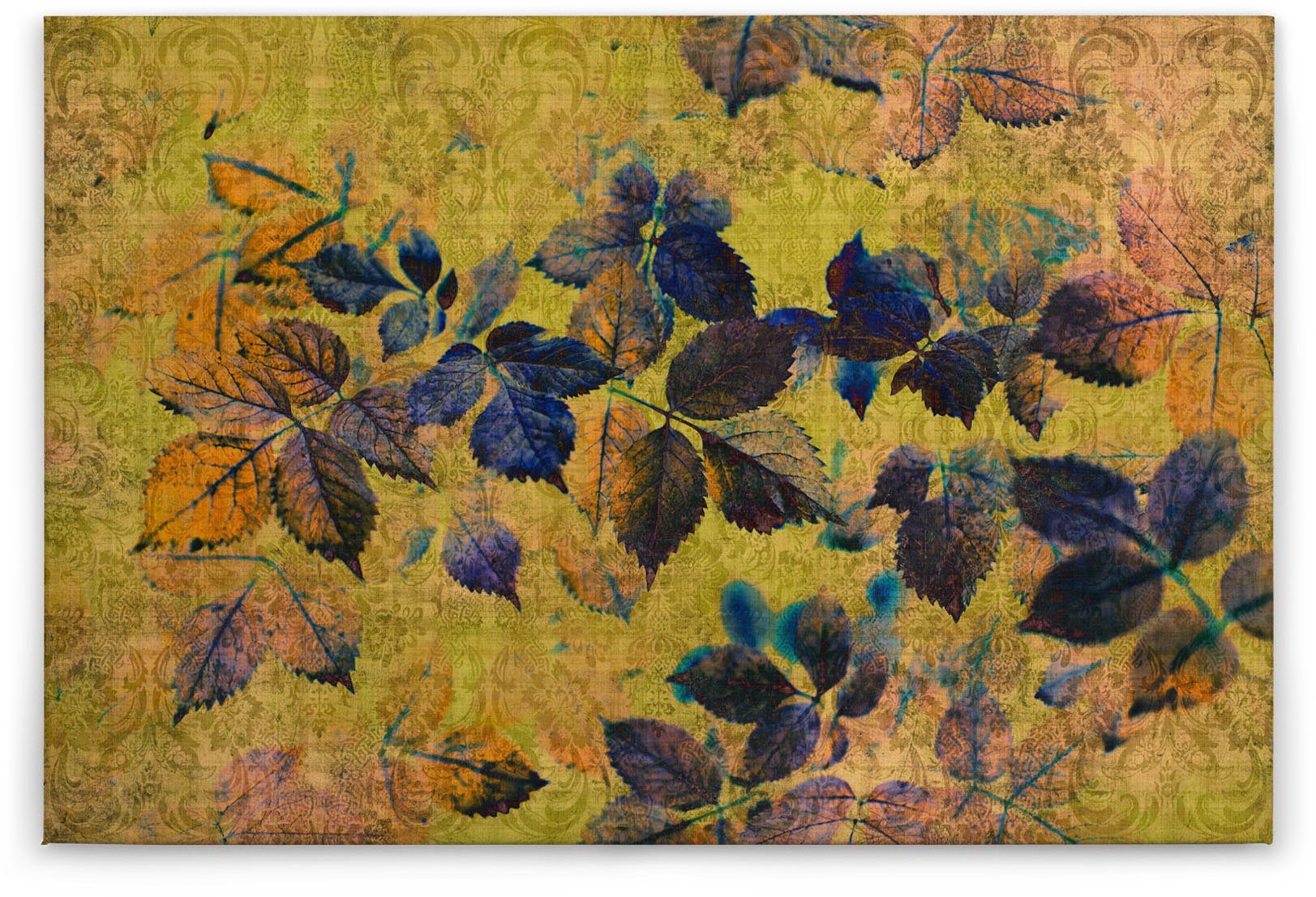 A.S. Création Leinwandbild indian summer, Blumen, Kinder, Kunst (1 St), Keilrahmen Bild Blätter Natur Floral Leinwand-Bild Wohnzimmer modern