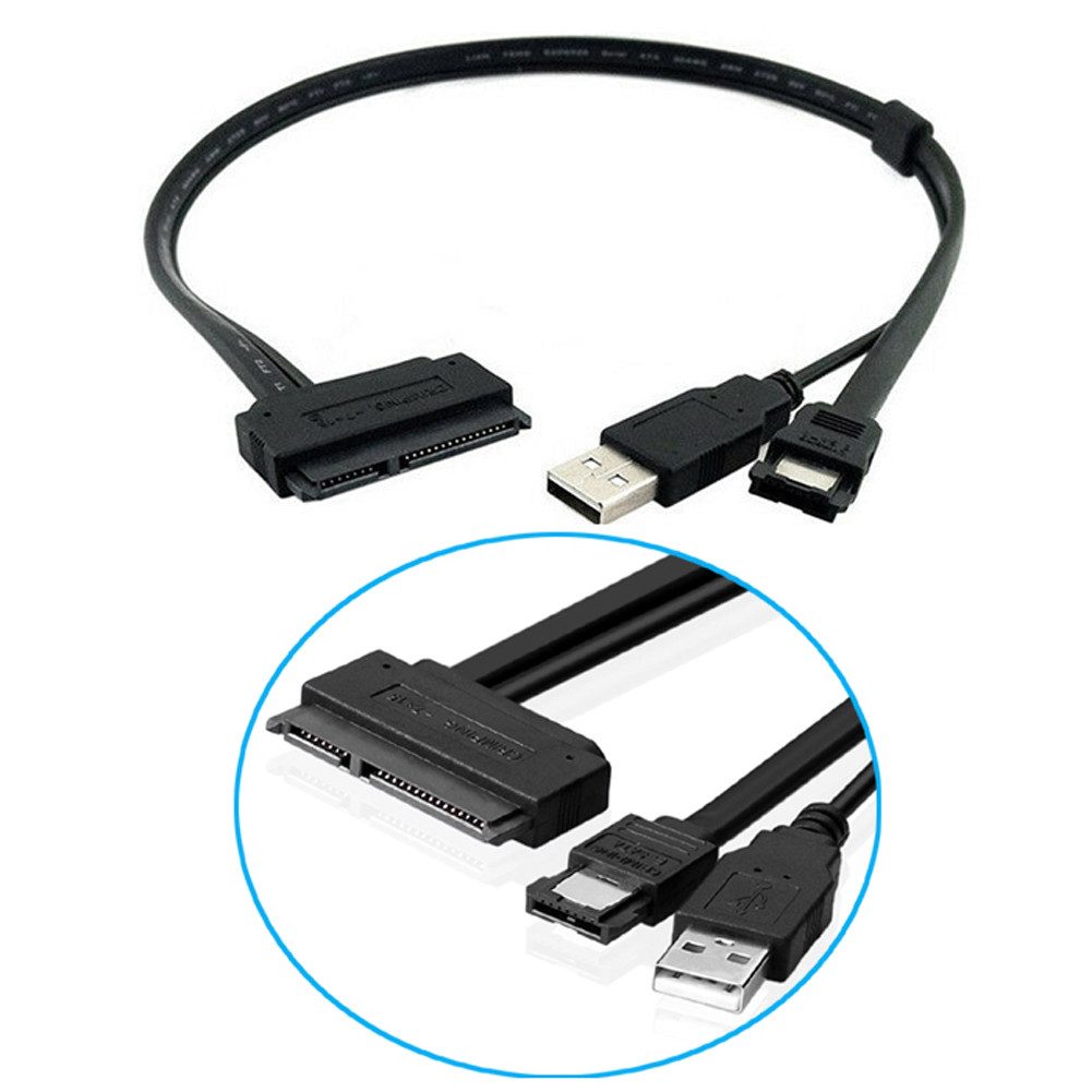 Bolwins M13 mini 22Pin SATA auf ESATA Daten USB Kabel Adapter 2.5'' Festplatte Computer-Kabel, USB 2.0 Typ A + eSATA Stecker, SATA 22Pin (7+15) Buchse (50 cm), Kombikabel für Datenübertragung und Stromversorgung ohne Netzteil