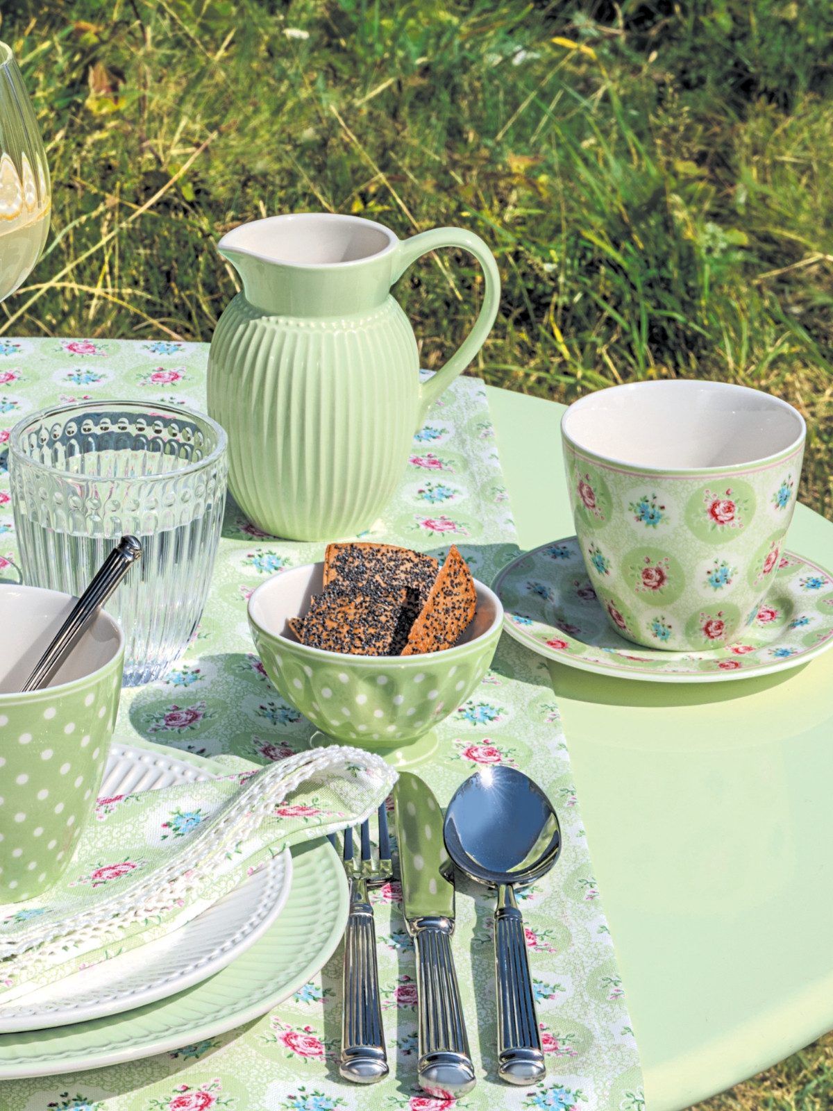 Greengate Tischläufer Elle Tischläufer pale green 140x45cm
