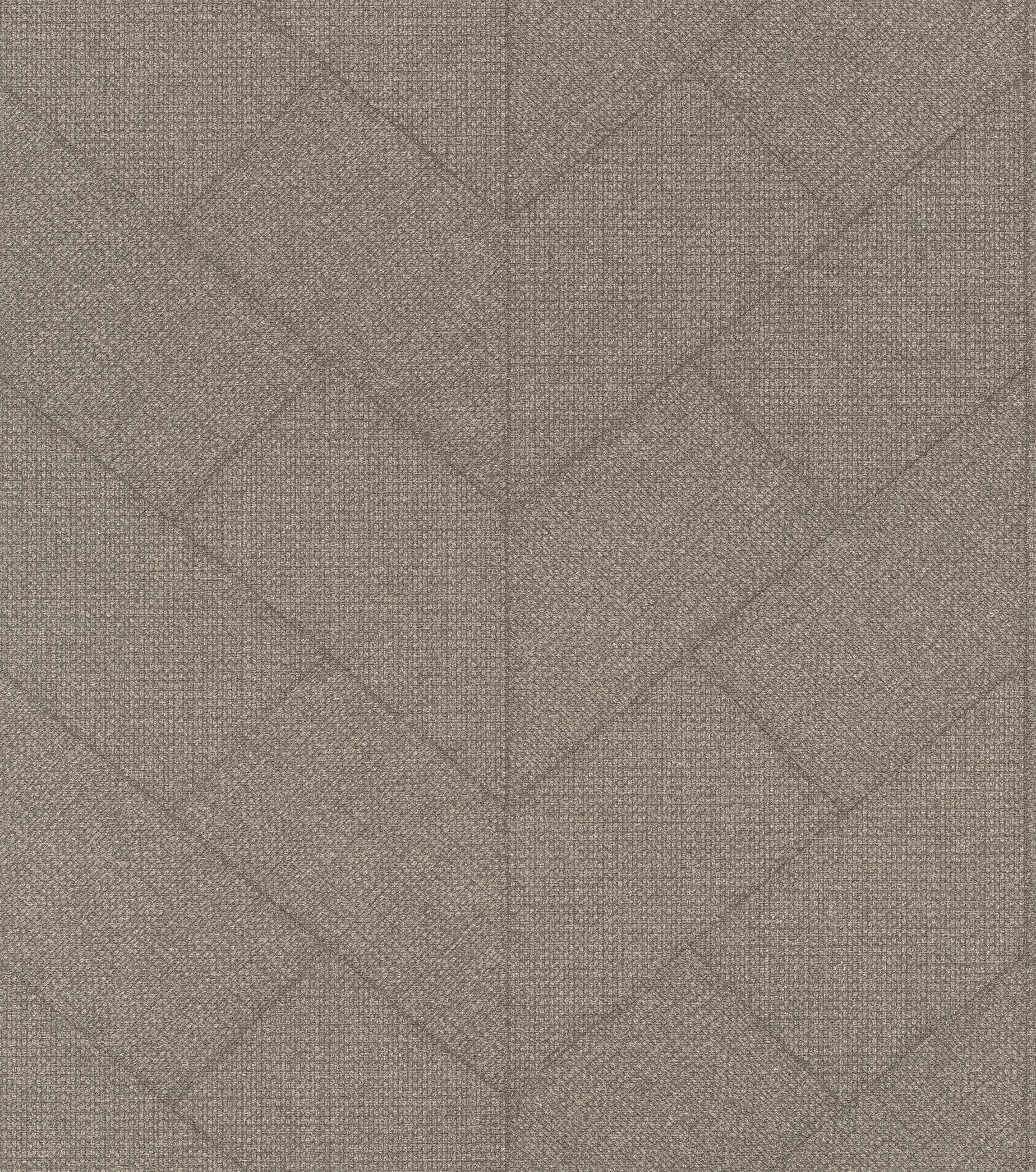 Rasch Vliestapete Geometrisch - Vinyltapete Braun Grün, Gewebeoptik, Textiloptik, (1 Rolle, 1 St., Kollektion Atelier Tissé - 10,05 m x 0,53 m), gute Lichtbeständigkeit, feucht abwischbar, restlos abziehbar