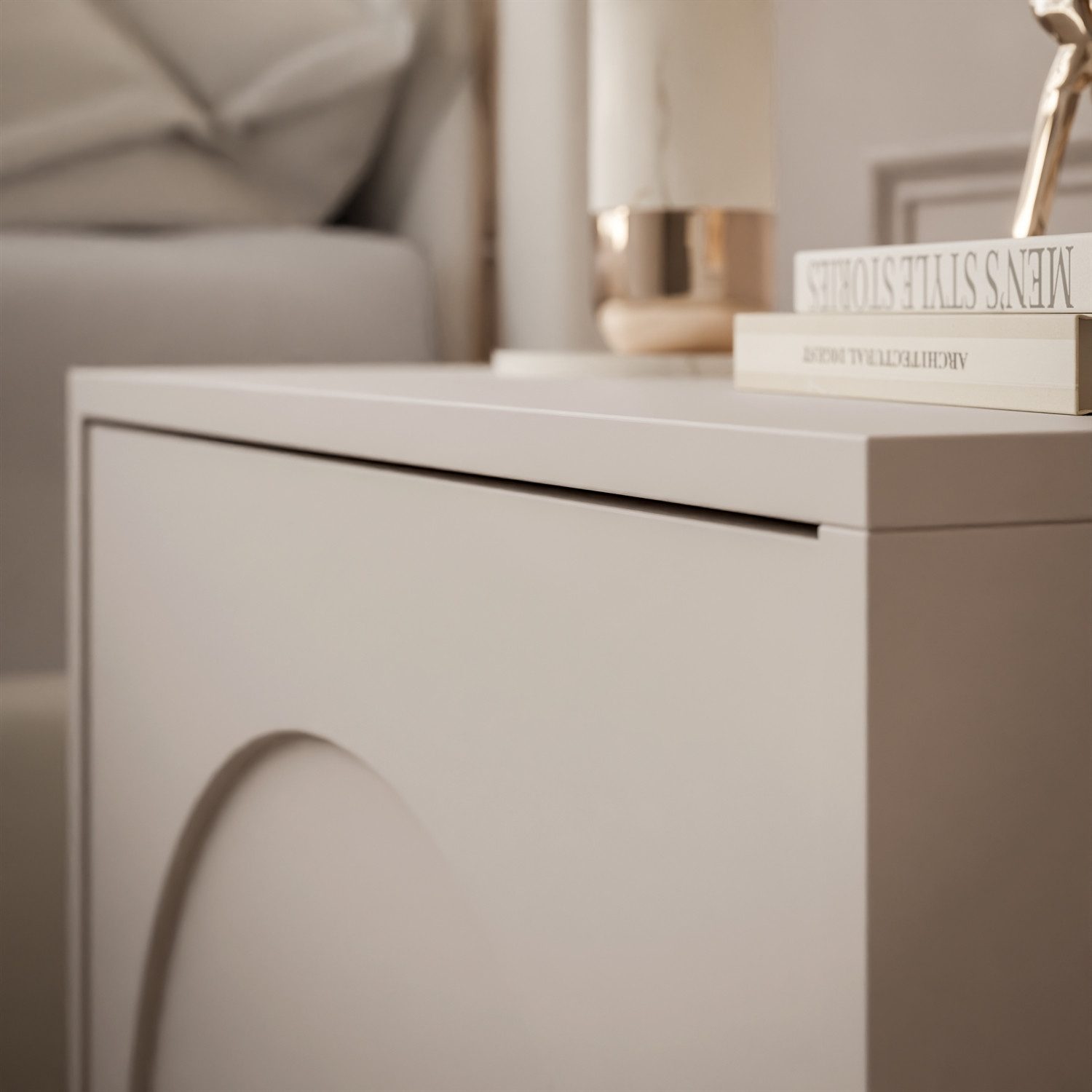 Lookway Nachttisch ARIADNA mit Tür – Minimalistisches Design fürs Schlafzimmer (1x Nachttisch), 54x51x35 cm – Bild 5 von 5