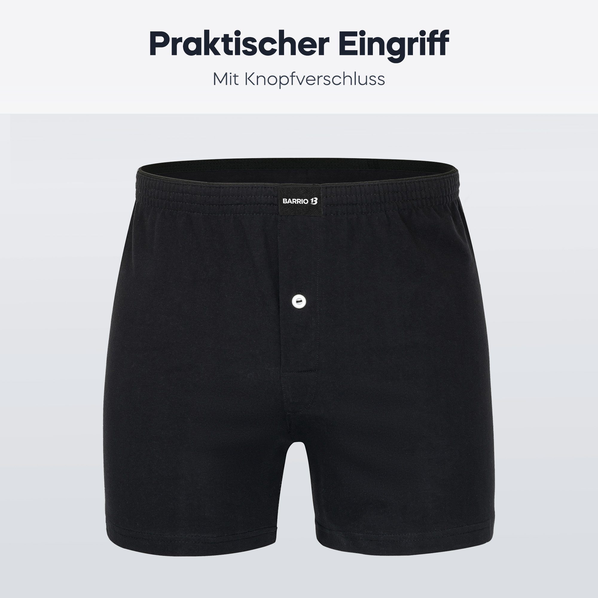 Barrio 13 Weiter Boxer Boxershorts Herren komfortable Unterhose aus 95% Baumwolle (Packung, Set, Spar-Pack, 4-St., 4er-Pack) mit Eingriff und Komfortbund
