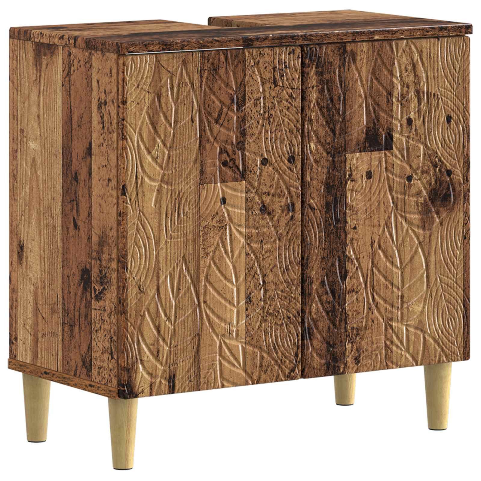 vidaXL Gartenlounge-Set 2-teiliges Badezimmer Schrank Set DELFT Altholz Holzwerkstoff