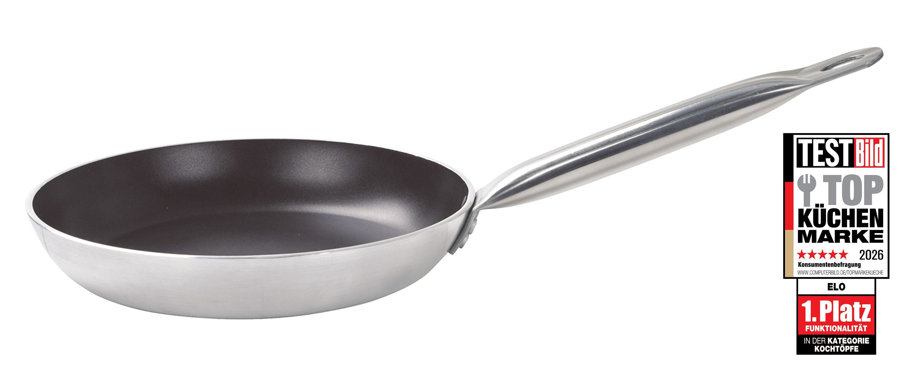 Elo Bratpfanne Bistro Line, Aluminium (1-tlg), langer, handlicher Edelstahl Profi Griff, Induktion