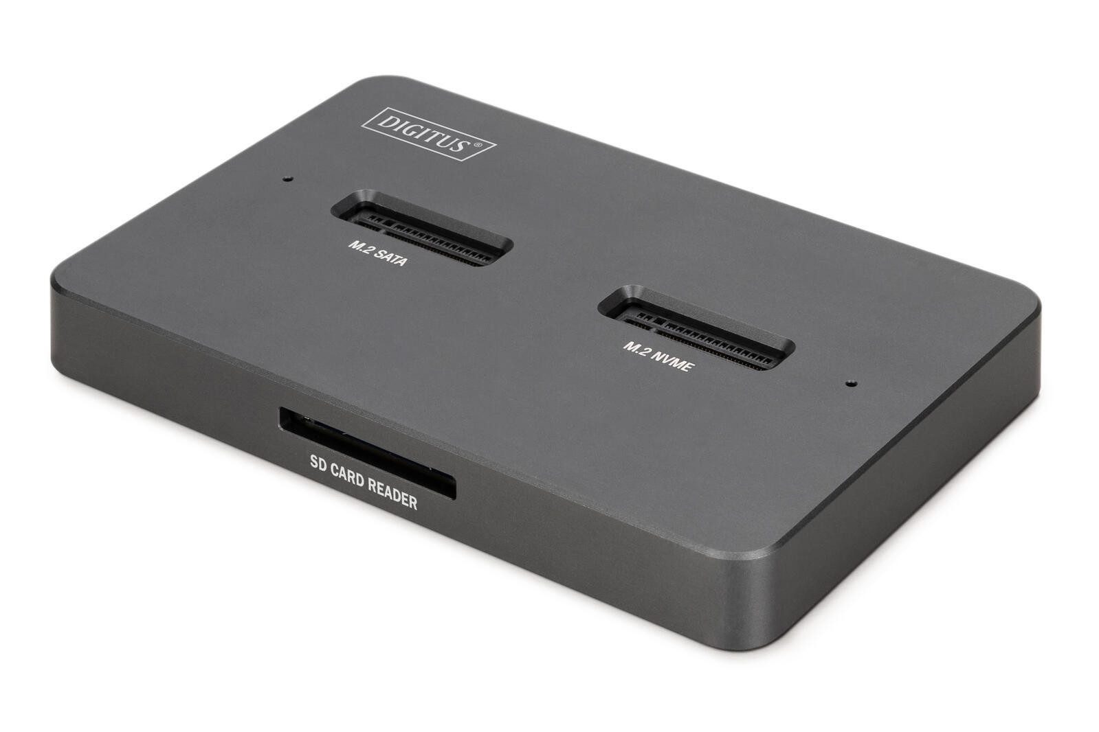 Digitus M.2 NVMe + M.2 SATA SSD Docking Station mit SD-Exp externe HDD-Festplatte
