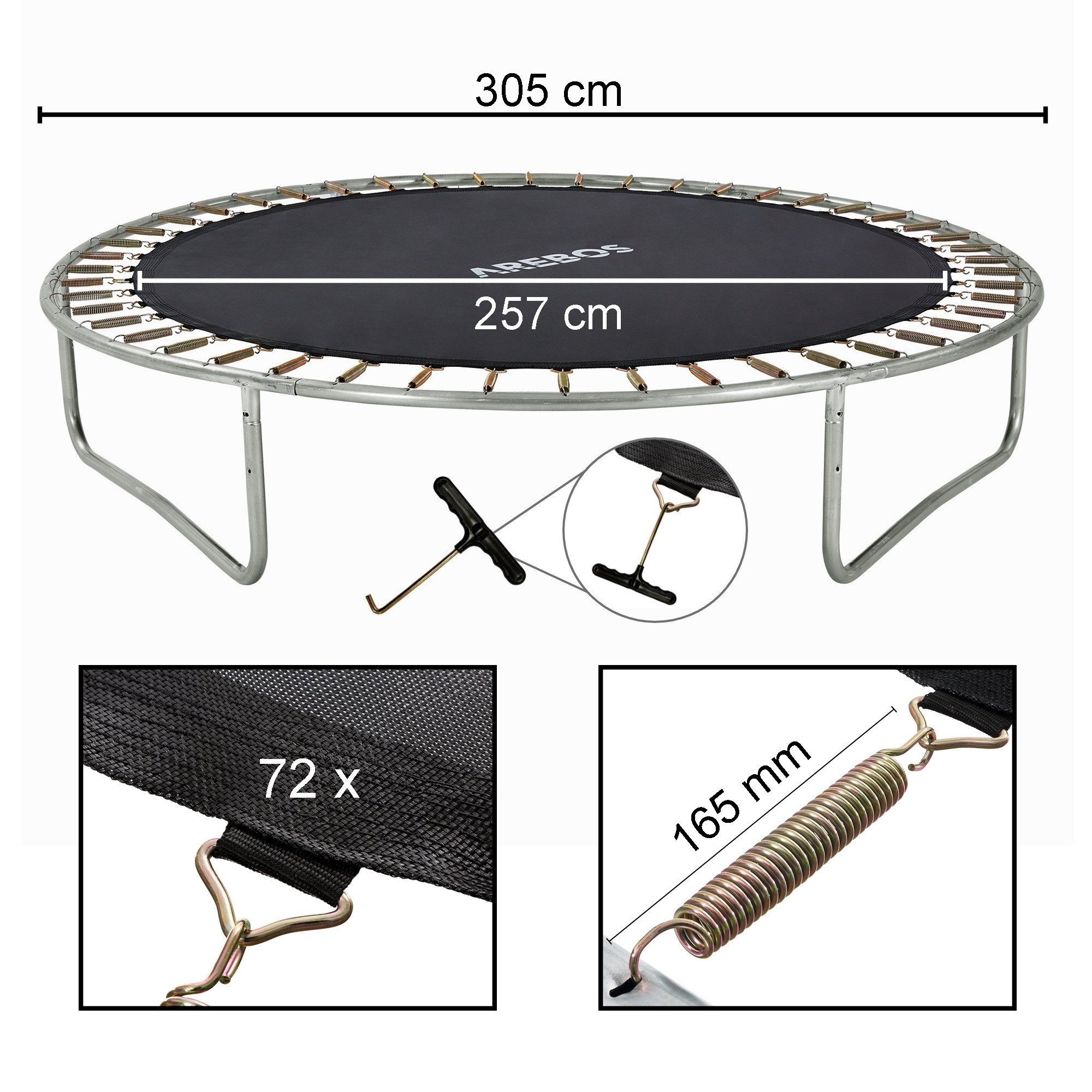 Hochsprungmatte Trampolin Sprungmatte, Federspanner, Sprungtuch, 9-Fach Naht 165 mm