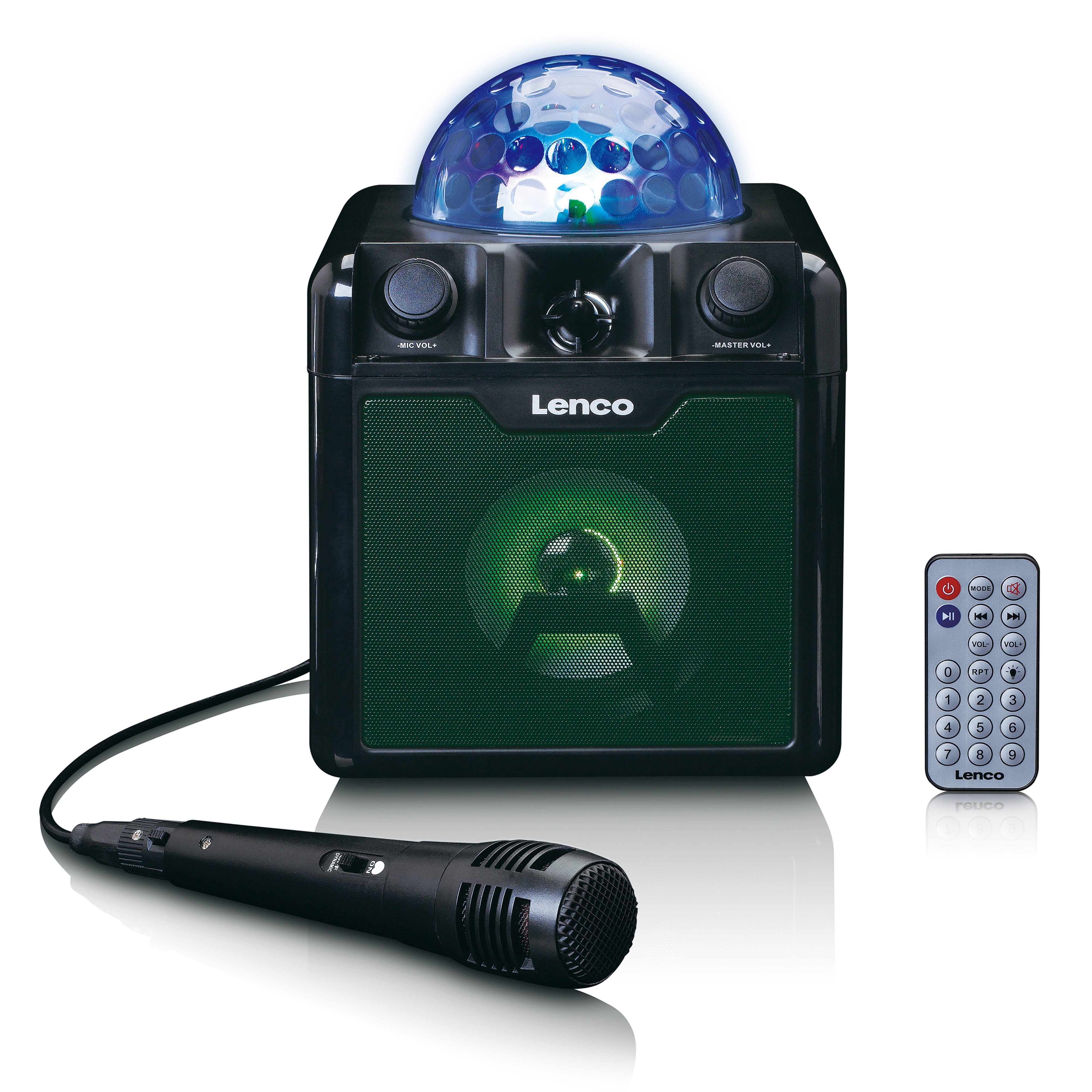 Lenco BTC-055BK - Karaoke Lautsprecher mit Bluetooth und Mikrofon 2.0  Party-Lautsprecher (Bluetooth, 8 W), Integrierter Akku 2500mah