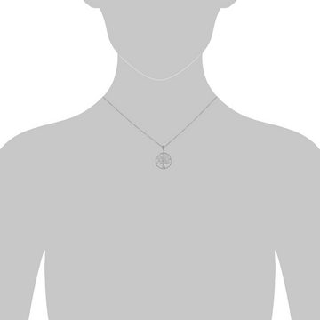 KARMA Silberkette Halskette Damen 925 Silber Lebensbaum Zirkonia Anhänger (Halskette mit Anhänger, Kette mit Anhänger), Kette Damenkette Silberkette Damenschmuck