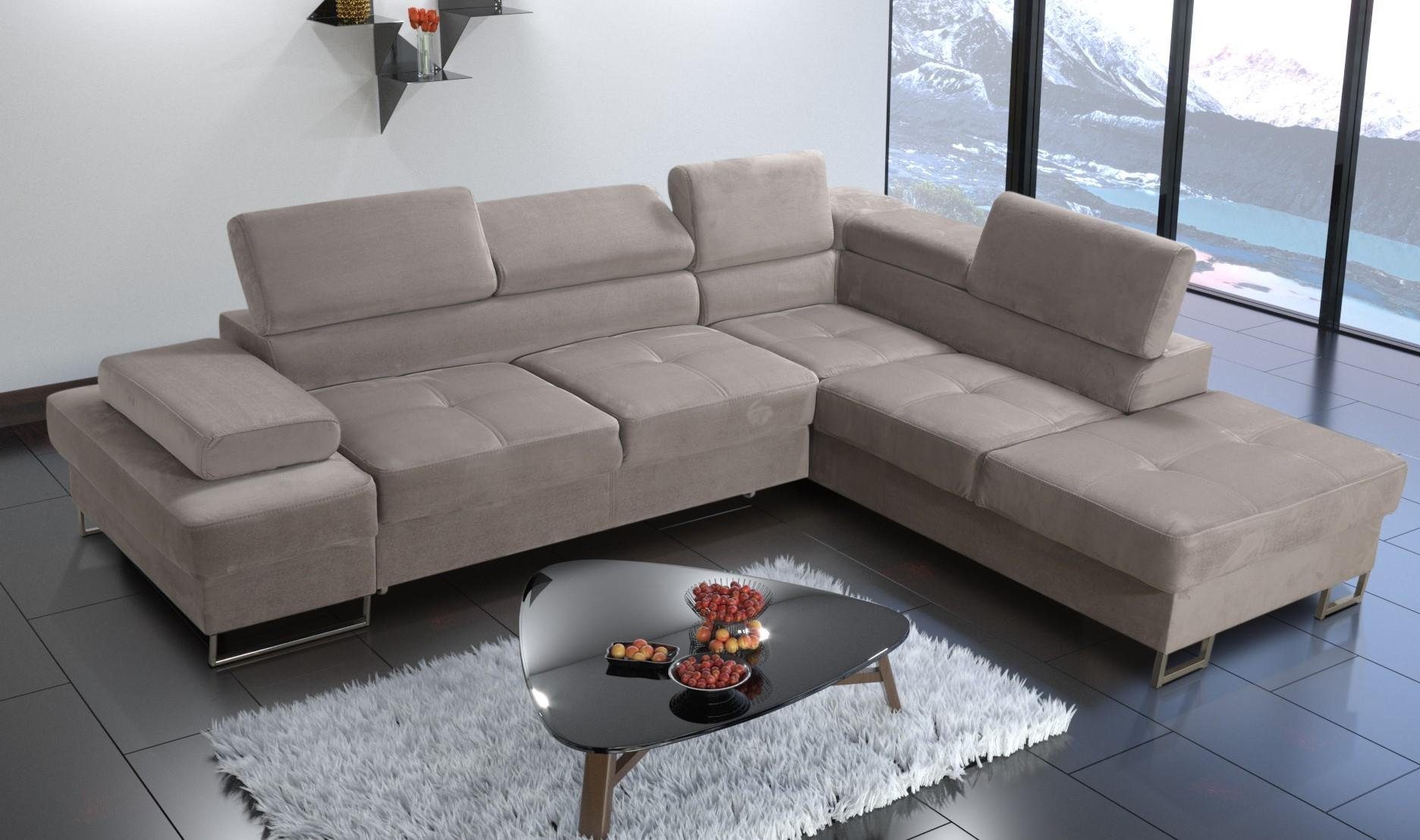 Ecksofa, JVmoebel Beige Polsterung Ecksofa Modern Wohnzimmer gelb L-Form Textil Couch