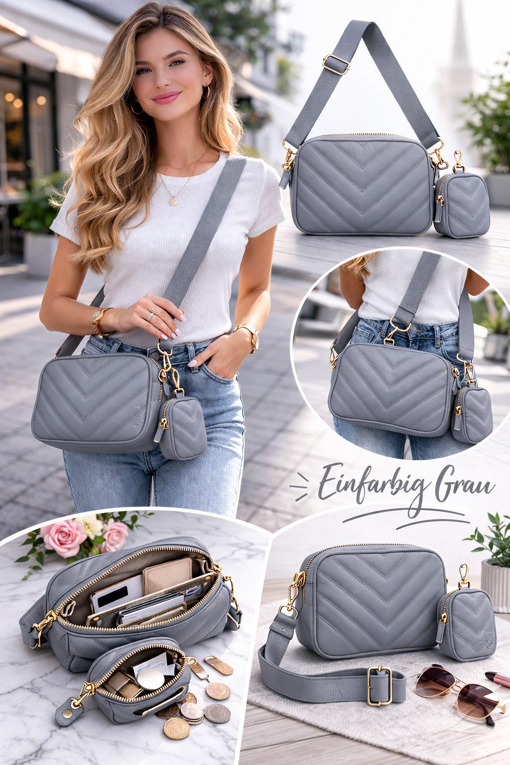 Antonio Umhängetasche Damen Umhängetasche mit Münzbeutel Crossbody Bag modische City Tasche