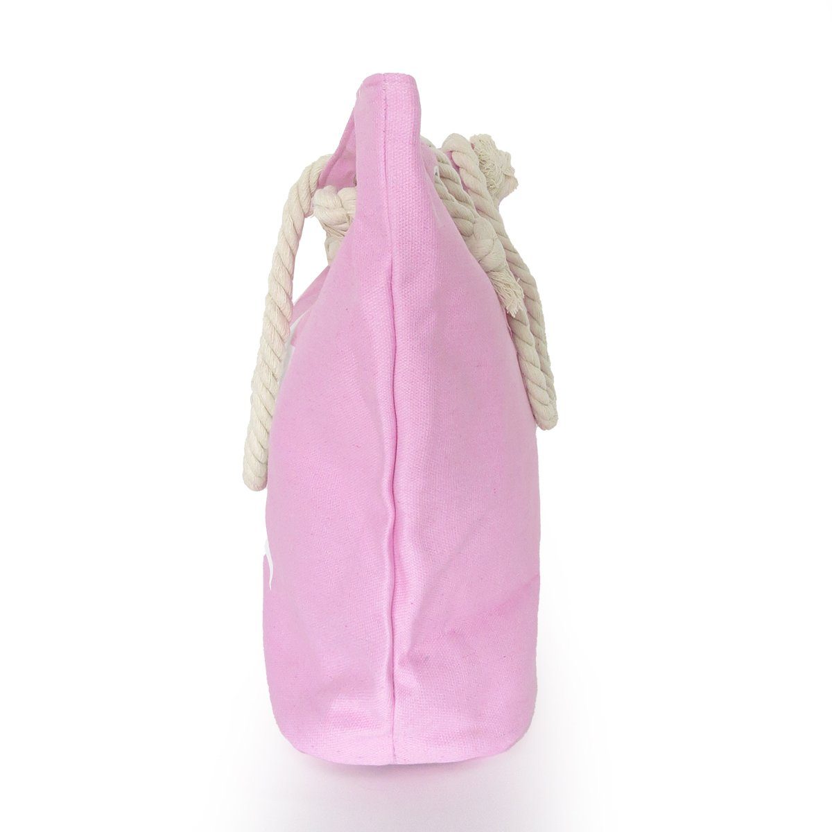 Sonia Originelli Reißverschluss rosa Shopper, Strandtasche kleine Innentasche Umhängetasche mit Sternaufdruck mit uni Seilkordeln