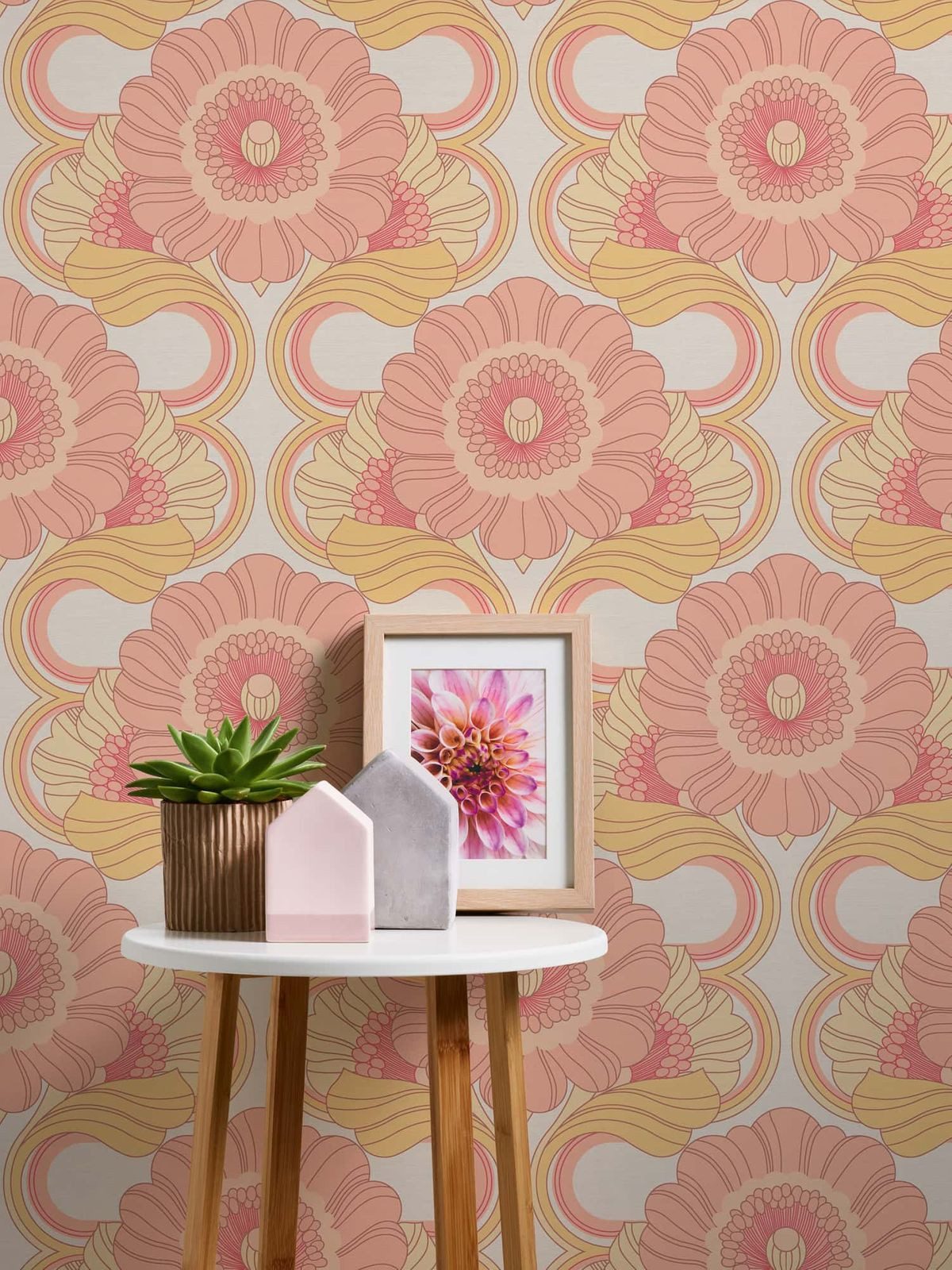 A.S. Création Vliestapete Floral Abstrakt Blätter Ornamente Gelb Rosa 39530-5