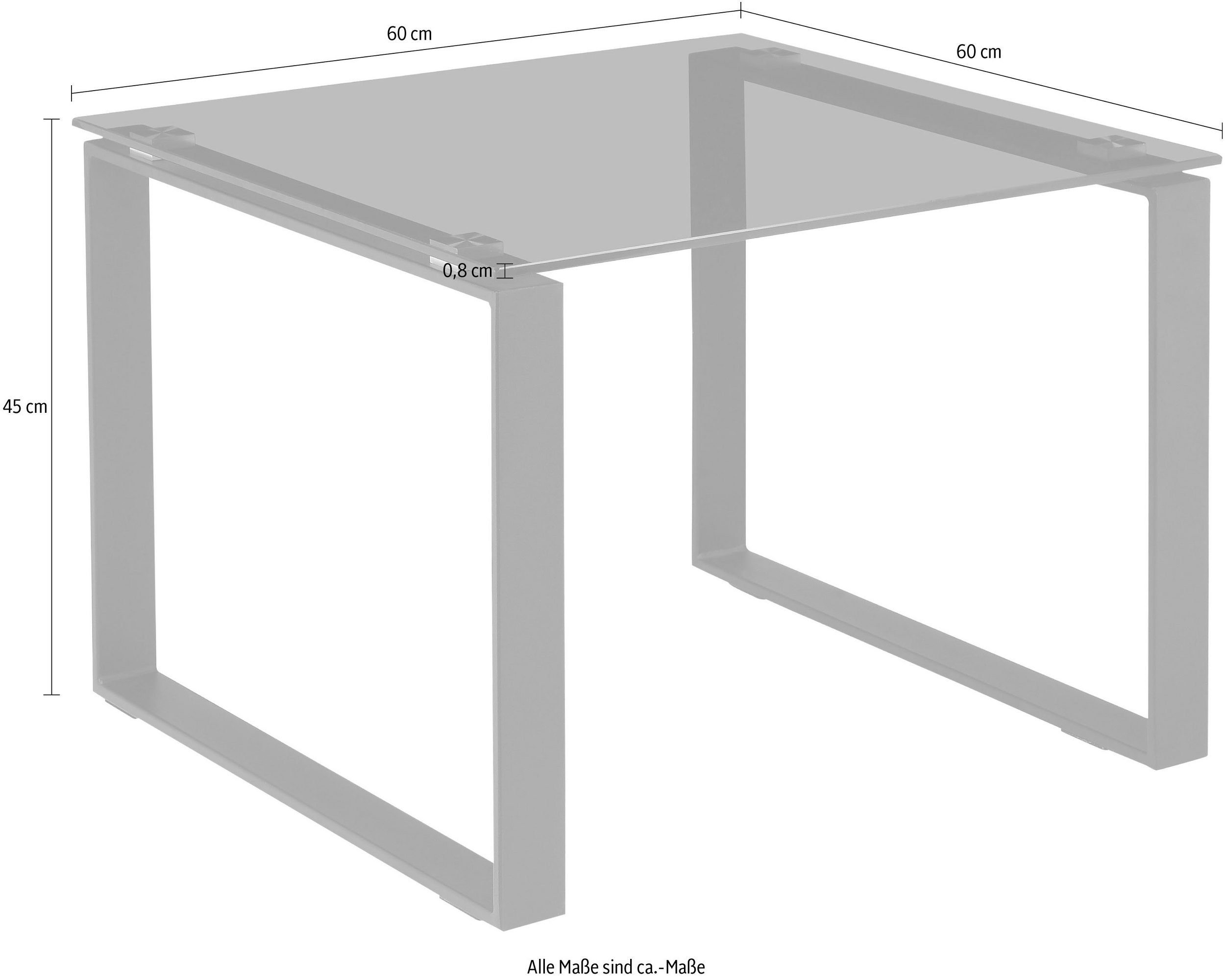 cm 60 loft24 mit aus Couchtisch Tischplatte Breite Artie, Metall Wohnzimmertisch Glas, aus