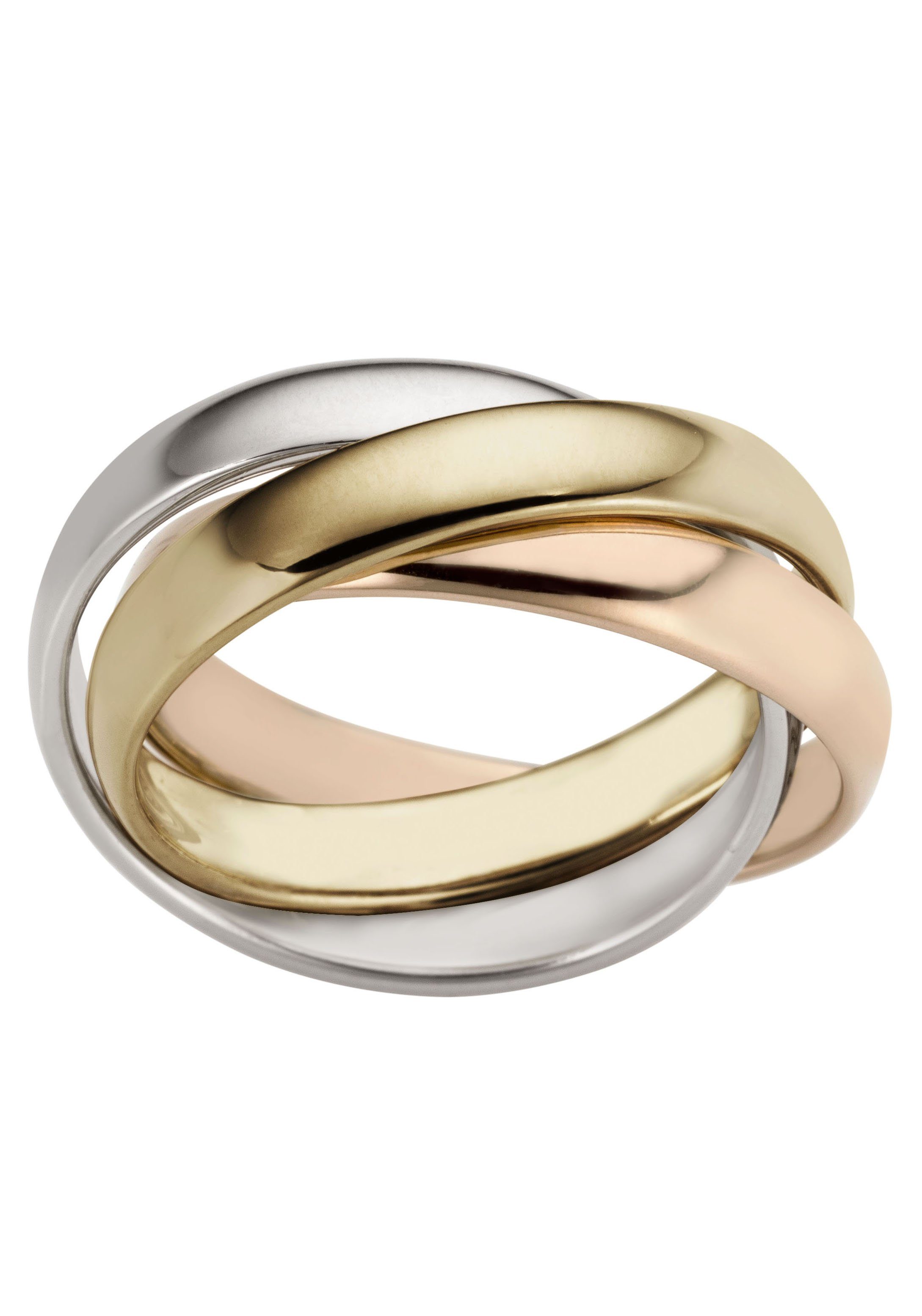 Firetti Goldring Schmuck Geschenk Gold 585, Tricolor-Optik, massiv