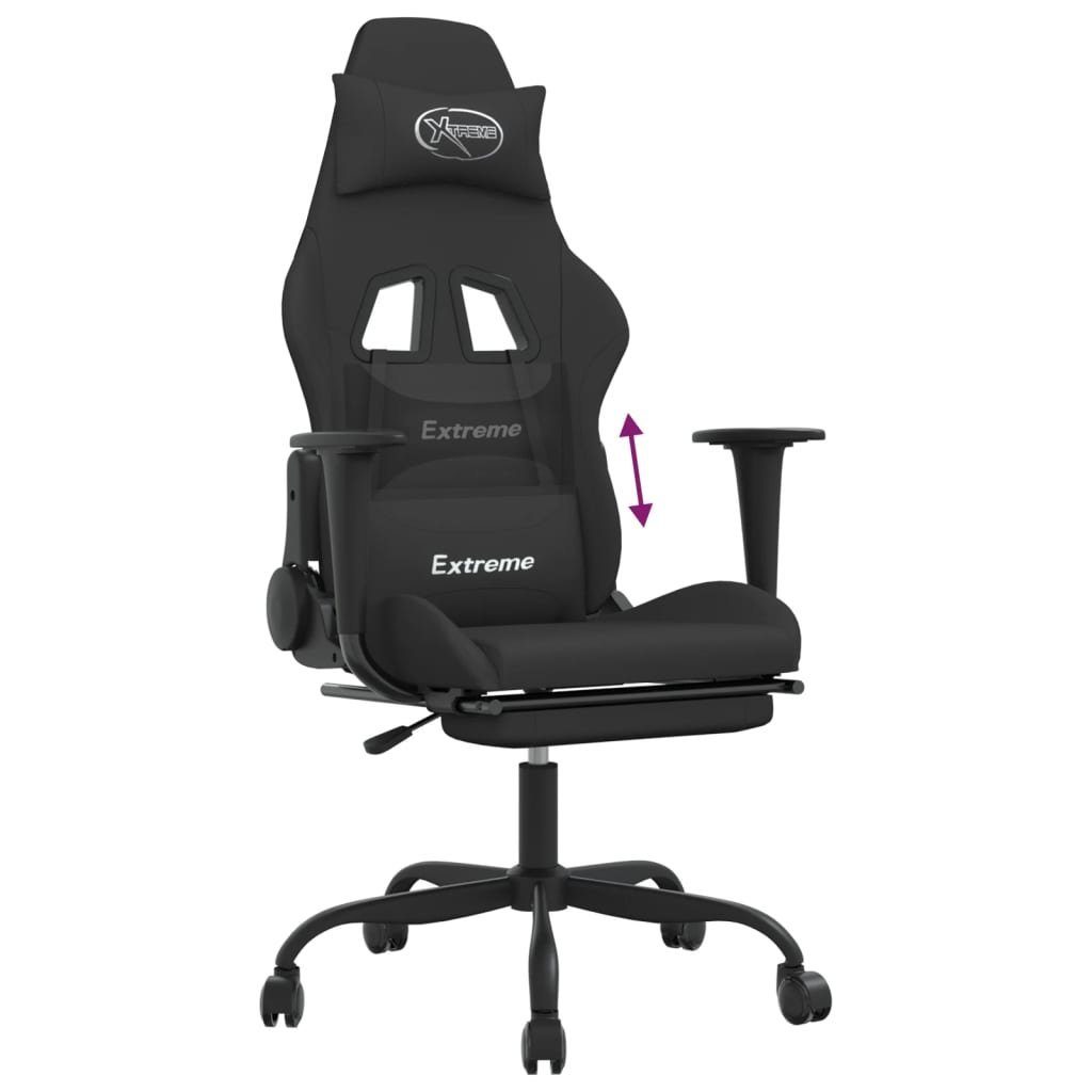 furnicato Gaming-Stuhl Stoff Fußstütze Schwarz mit (1 St)