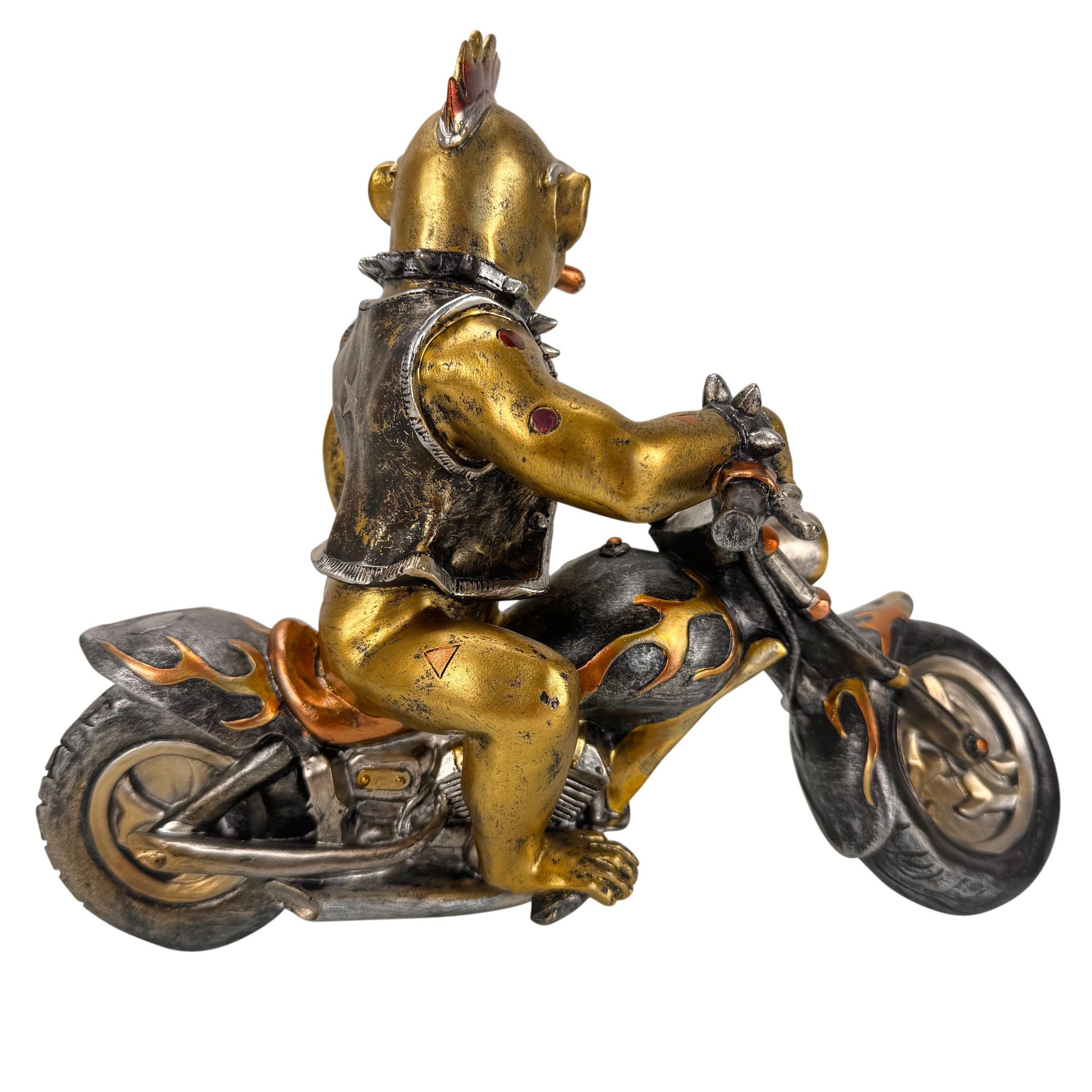 Online-Fuchs Dekofigur rockiger Affe auf dem Motorrad - Deko für Garten & Wohnzimmer (cooles Design in Gold, Silber und Kupfer, Geschenkidee für Motorrad-Fans), – Bild 5 von 5