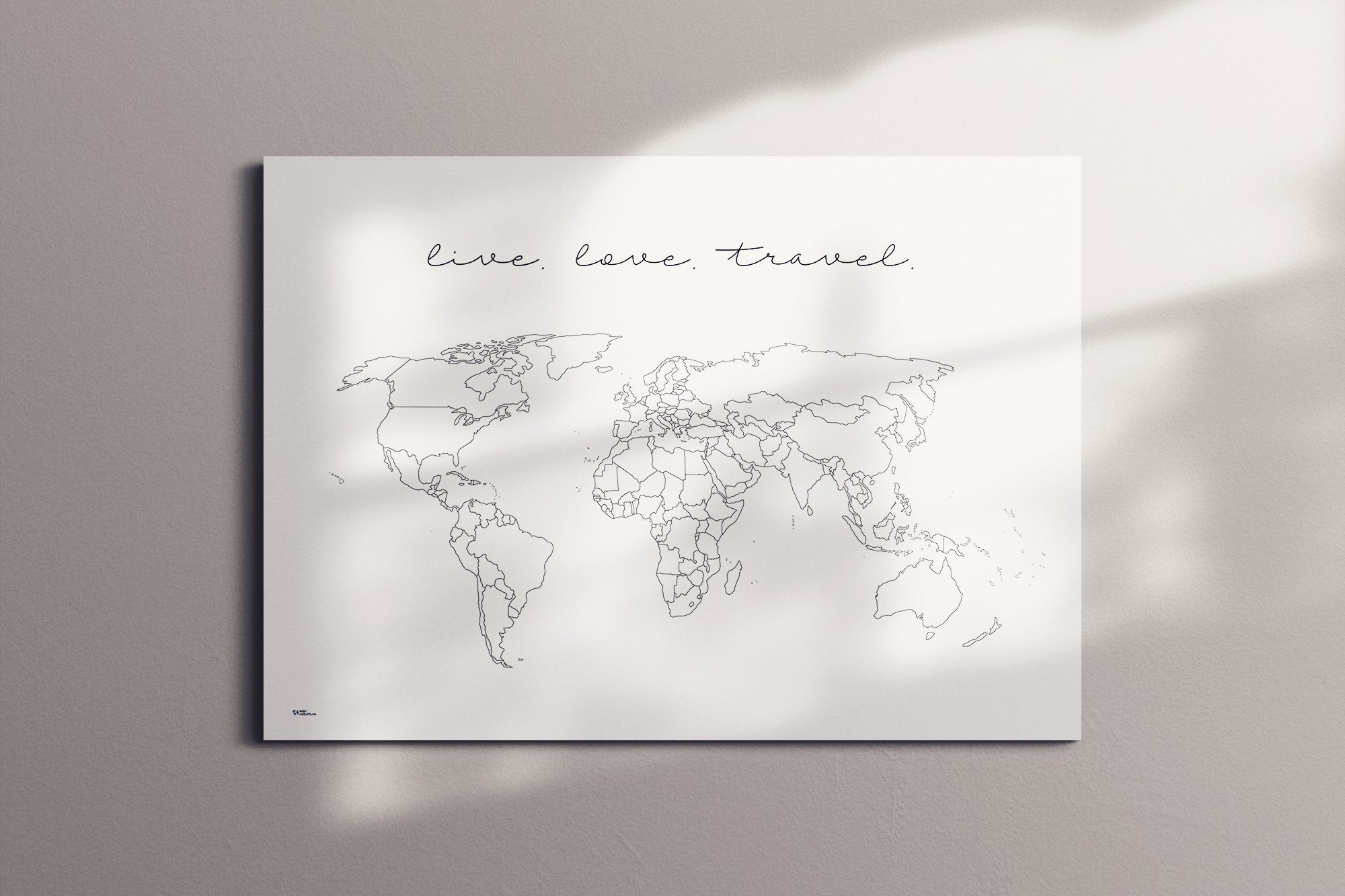 mw Leinwandbild Premium Weltkarte zum pinnen oder ausmalen - handmade in Deutschland