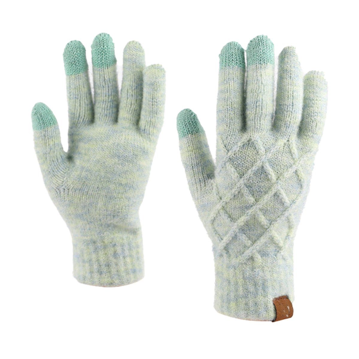 JedBesetzt Strickhandschuhe Winter Handschuhe Herren Damen Touchscreen Warme Thermo Grün